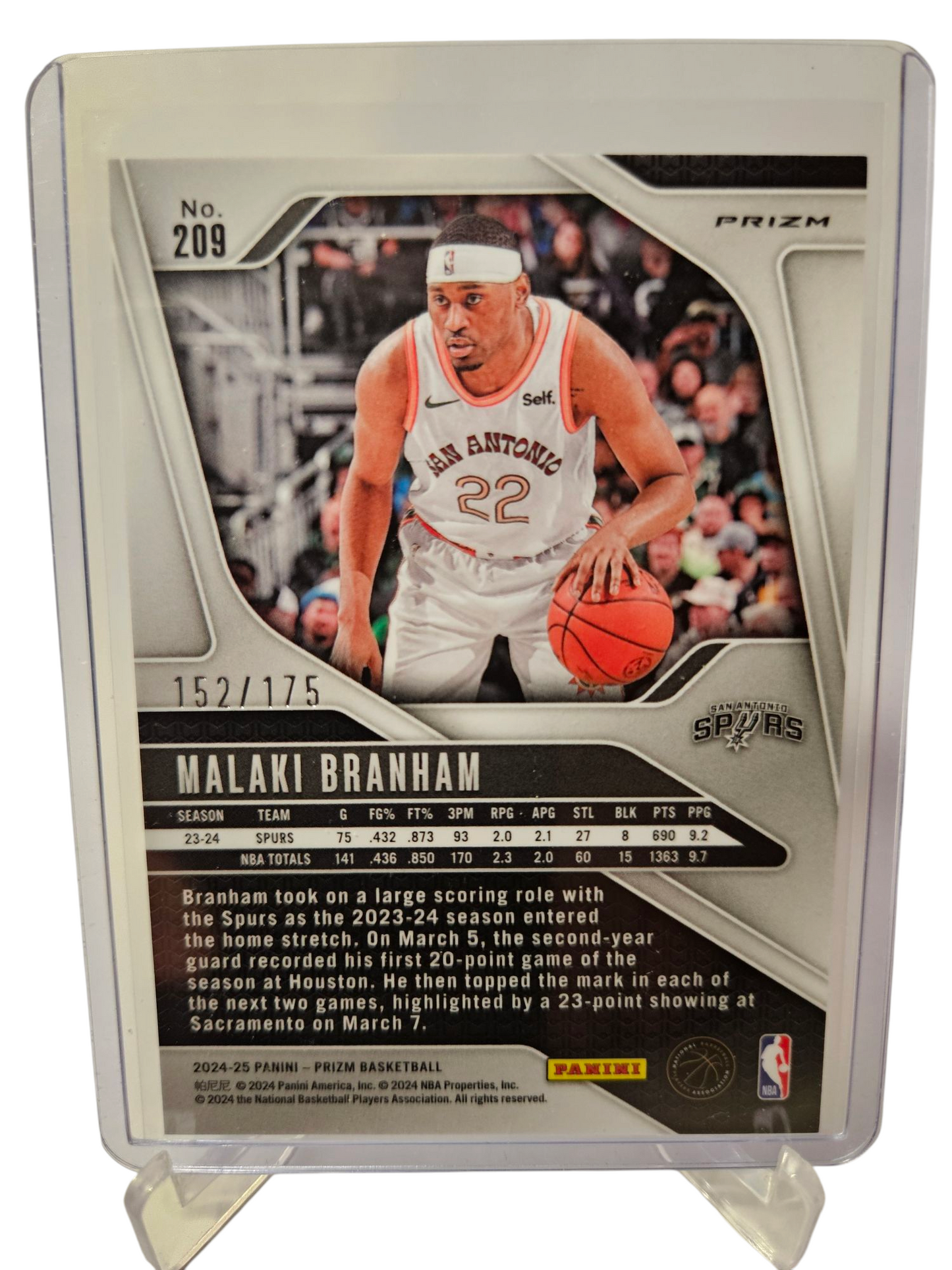 2024-25 Panini Prizm #209 Malaki Branham White Prizm 152/175