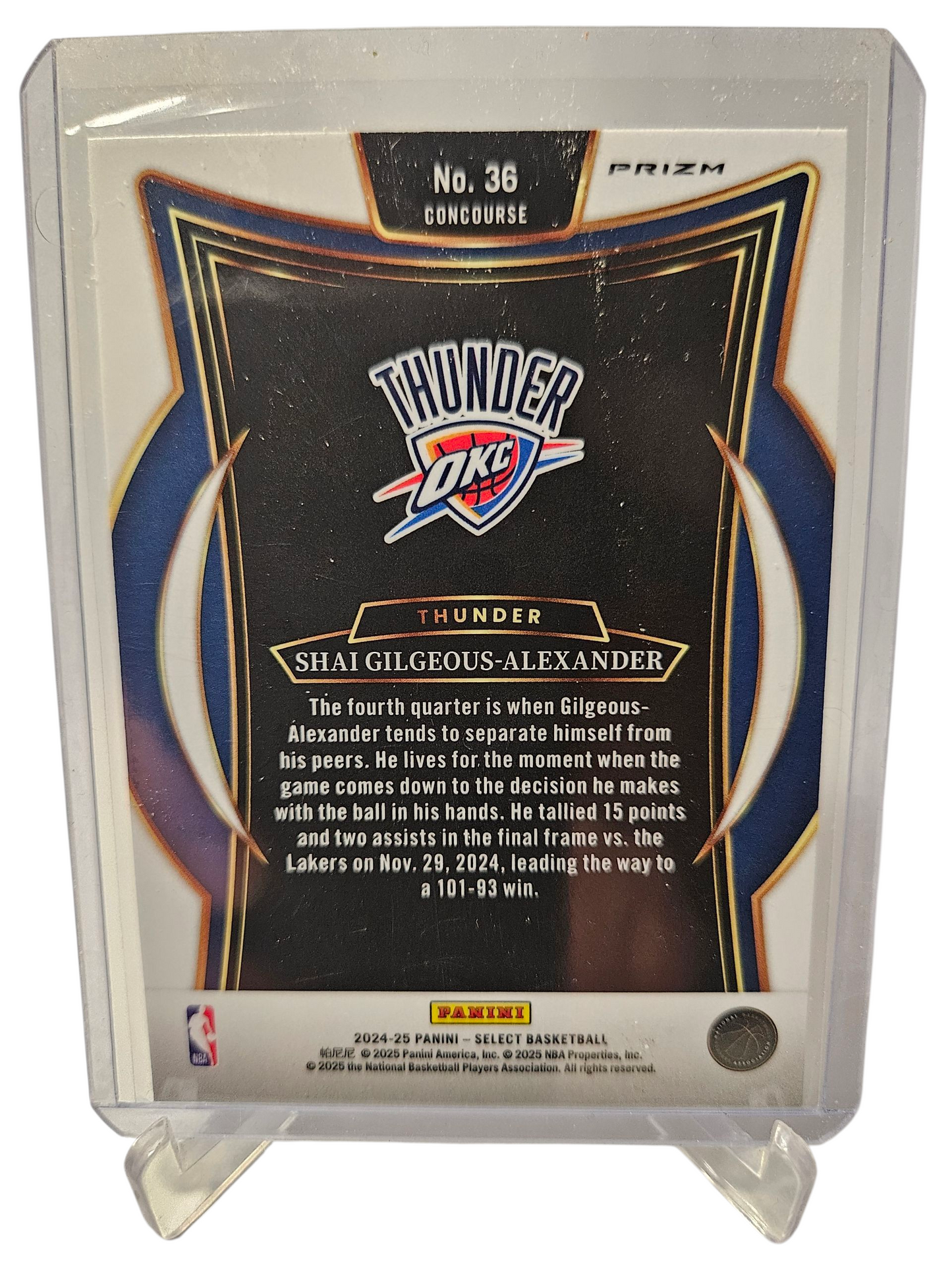 2024-25 Panini Select #36 Shai Gilgeous-Alexander Silver Prizm