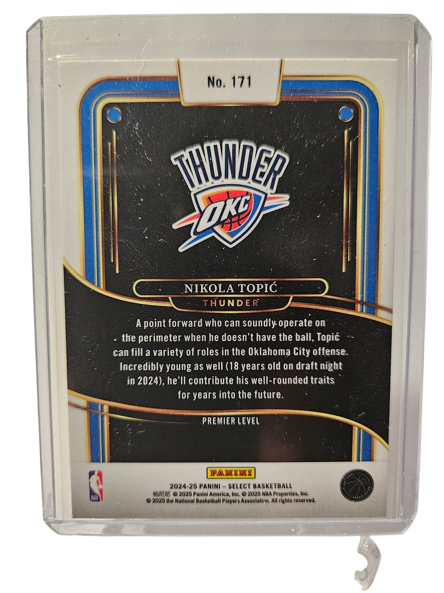 2024-25 Panini Select #171 Nikola Topic Premier Level Rookie Card