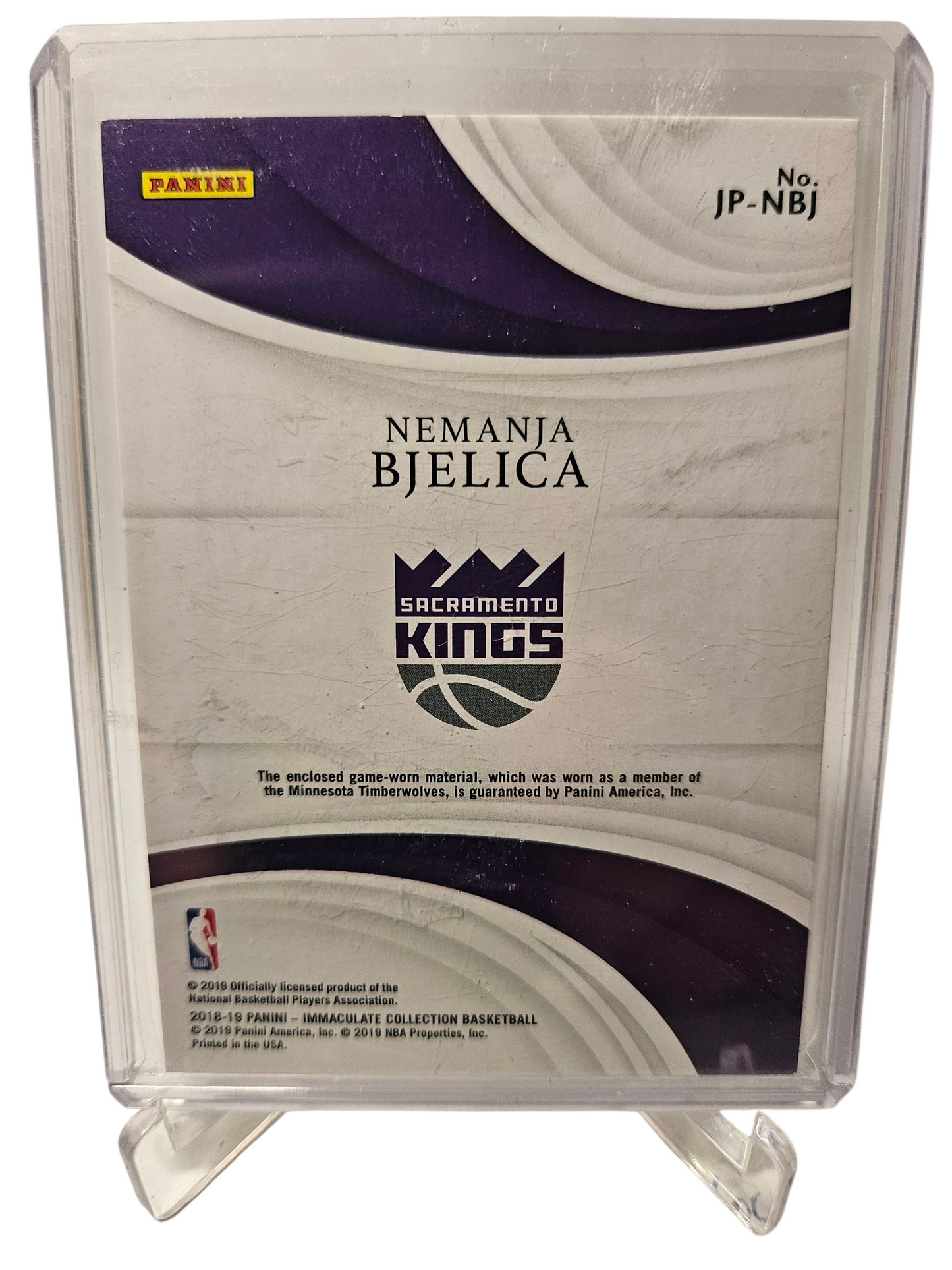 2018-19 Panini Immaculate #JP-NPJ Nemanja Bjelica Jersey Number Game Worn Patch 11/50