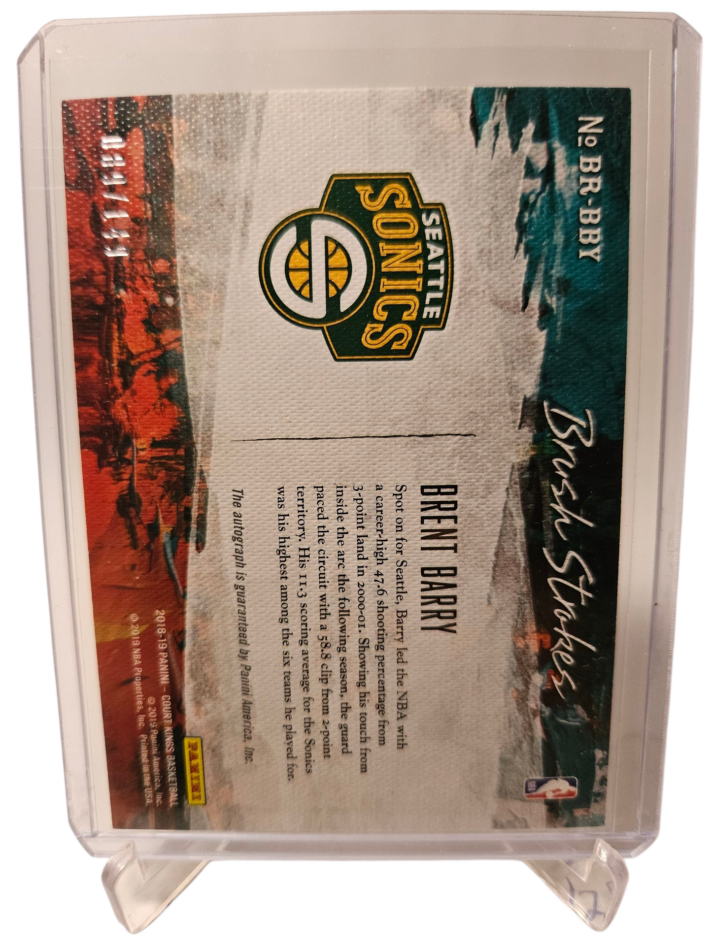2018-19 Panini Court Kings #BR-BBY Brent Barry Brush Strokes Autograph 089/149