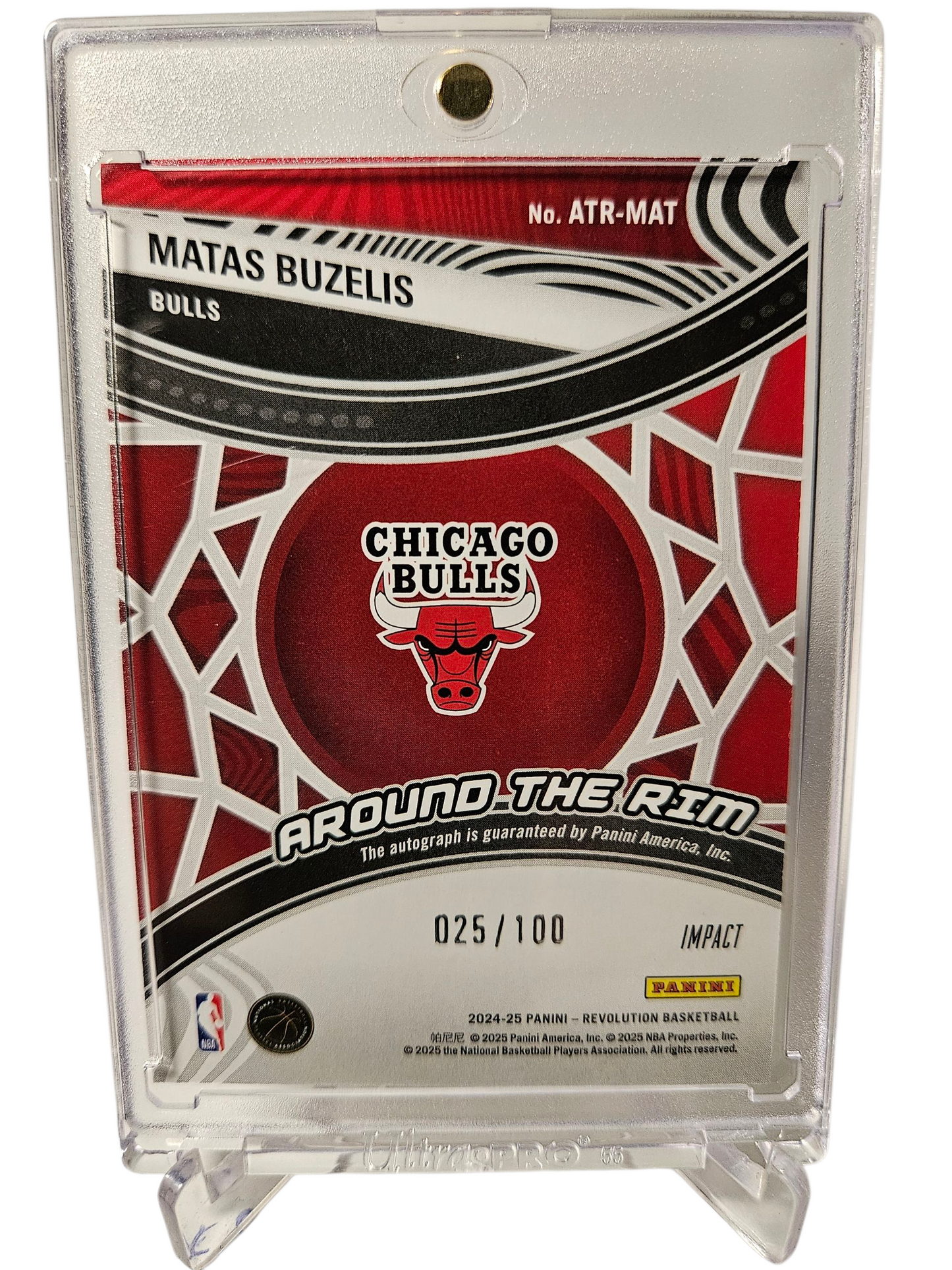 2024-25 Panini Revolution #ATR-MAT Matas Buzelis Rookie Card Around The Rim Autograph Impact 025/100