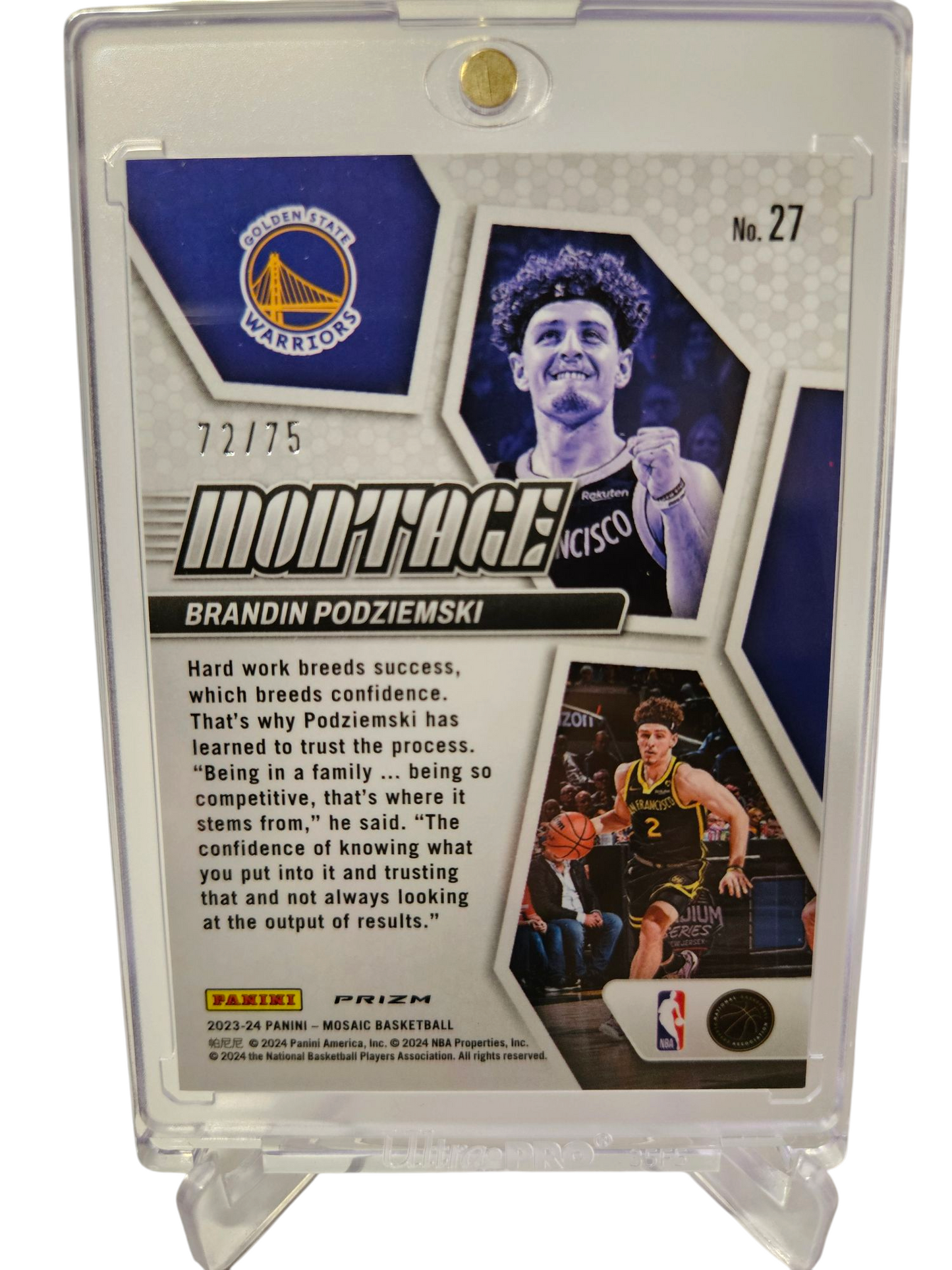 2023-24 Panini Mosaic #27 Brandin Podziemski Rookie Card Montage Green Prizm 72/75