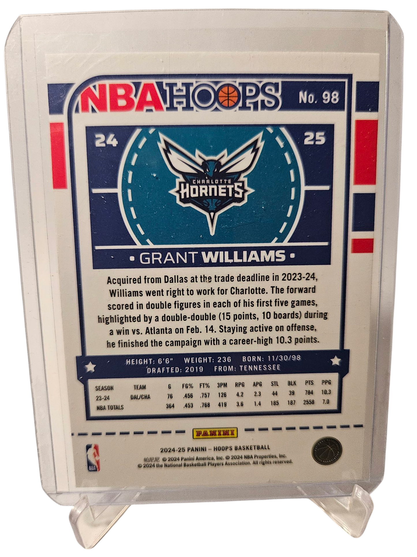 2024-25 Panini Hoops #98 Grant Williams Hoops Premium