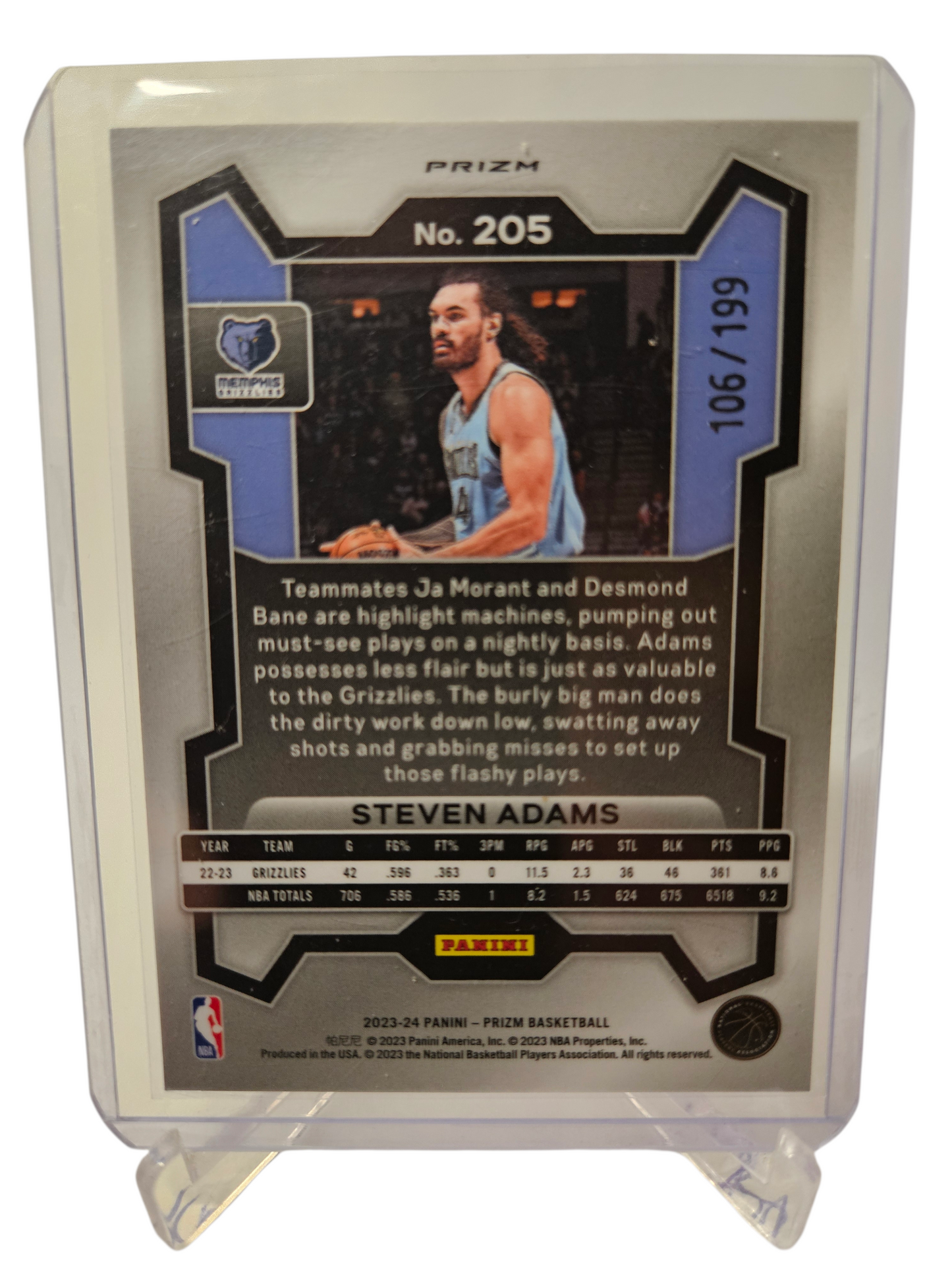 2023-24 Panini Prizm #205 Steven Adams Blue Prizm 106/199