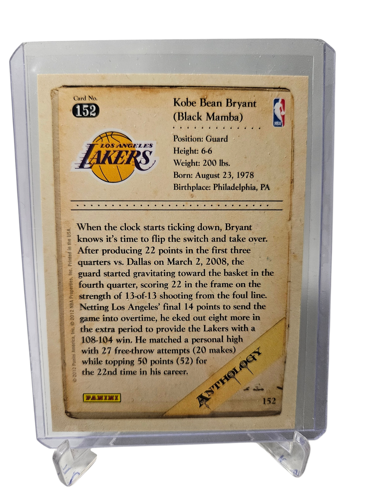 2012 Panini #152 Kobe Bryant Anthology
