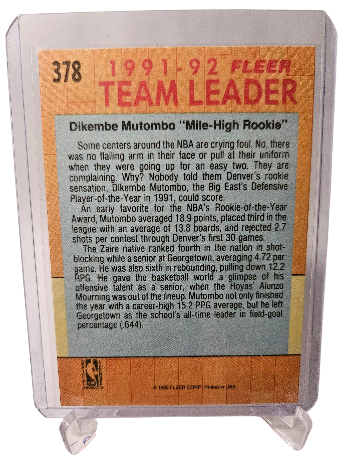 1991-92 Fleer #378 Dikembe Mutombo Team Leader