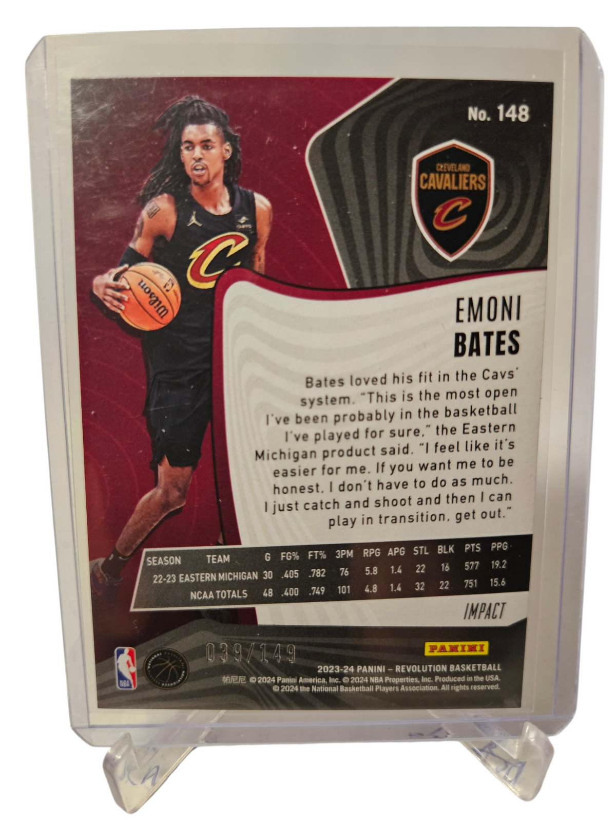 2023-24 Panini Revolution #148 Emoni Bates Rookie Card Impact 039/149