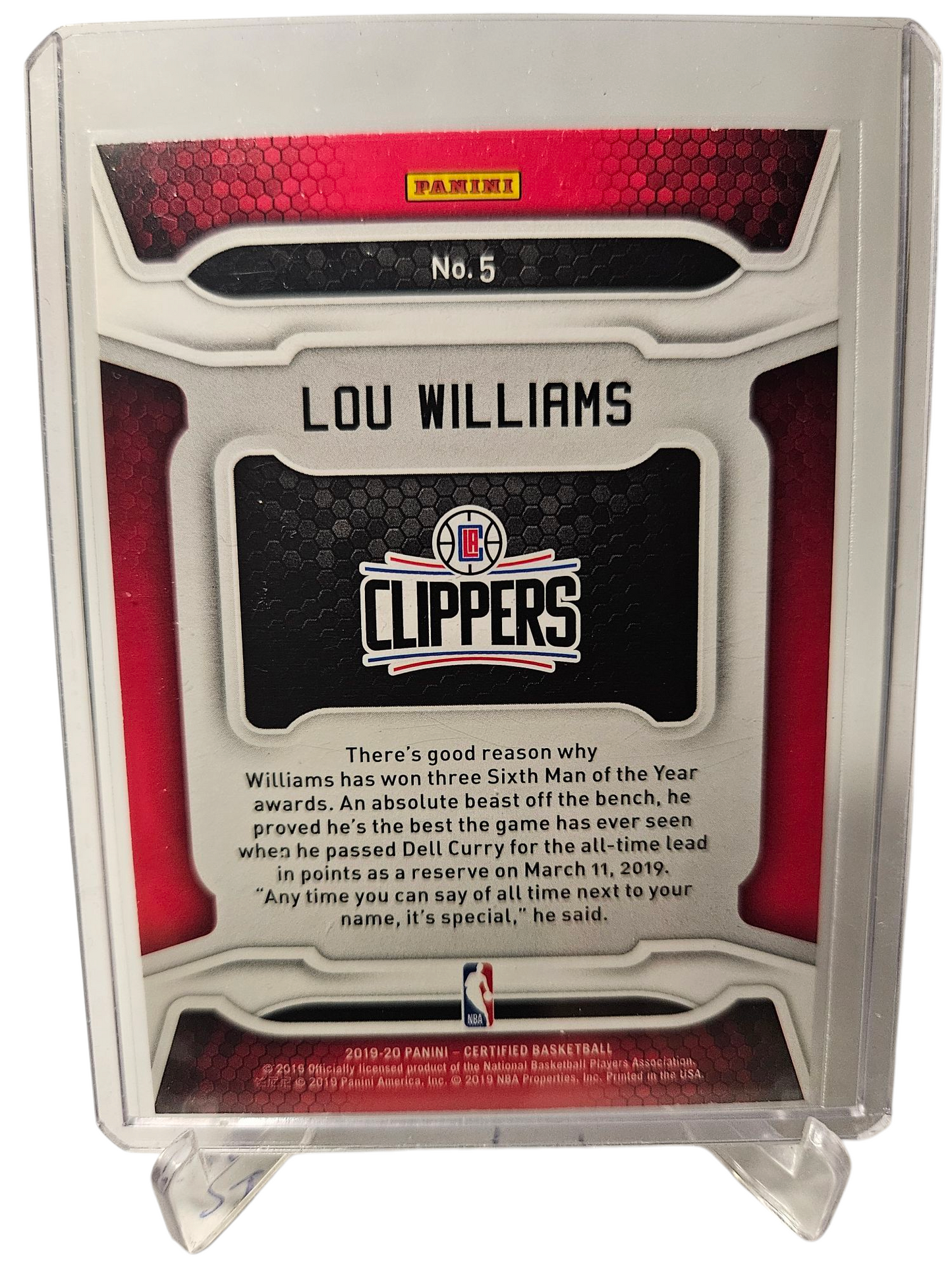 2019-20 Panini Totally Certified #5 Lou Williams Record Breakers Red Holo
