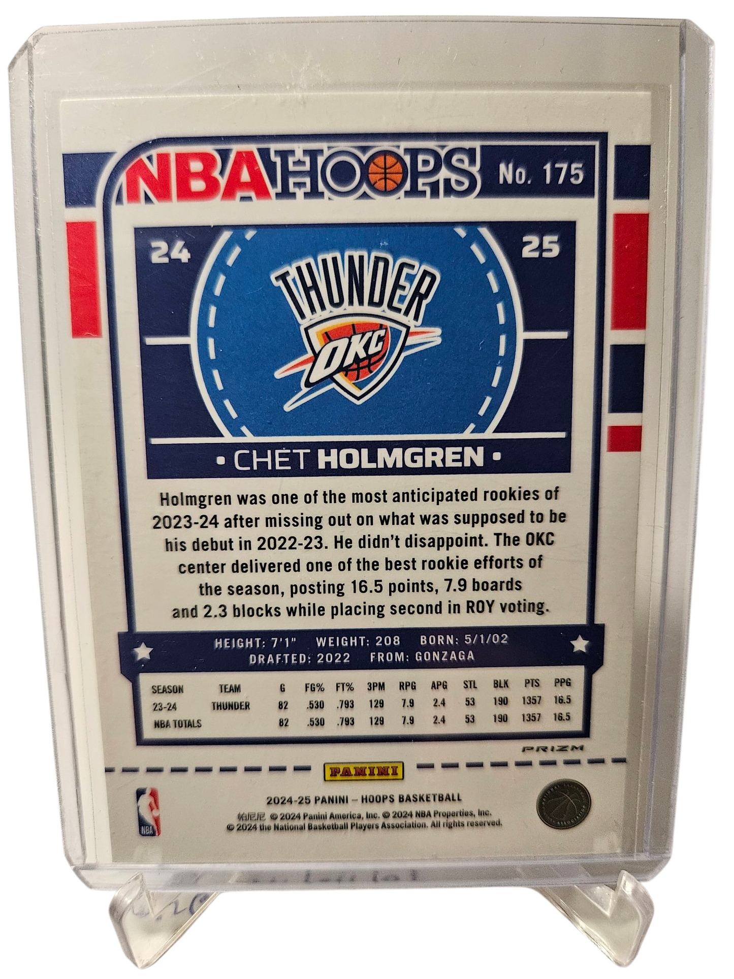 2024-25 Panini Hoops #175 Chet Holmgren Silver Holo