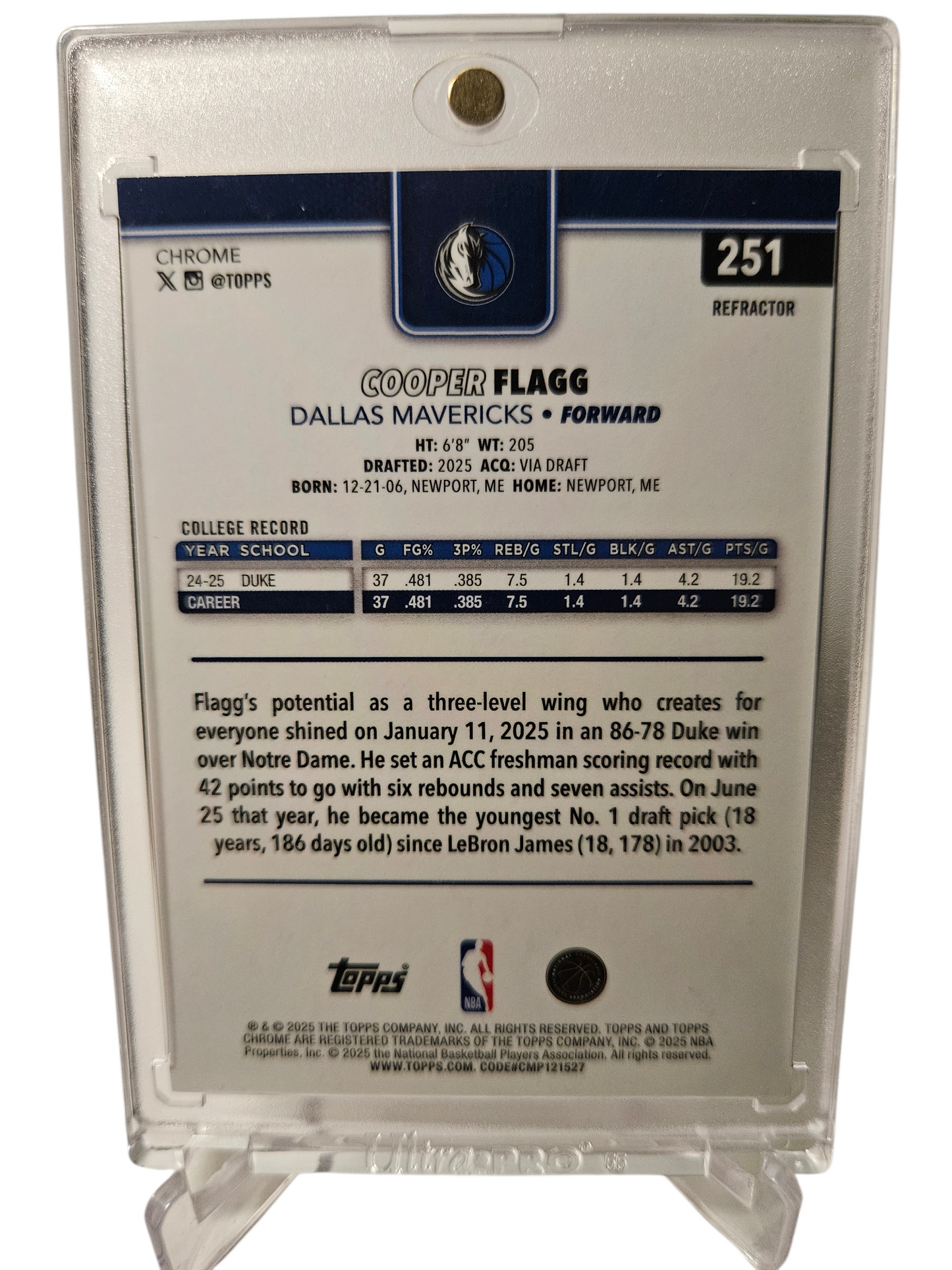 2025 Topps Chrome #251 Cooper Flag Rookie Card Silver Refractor