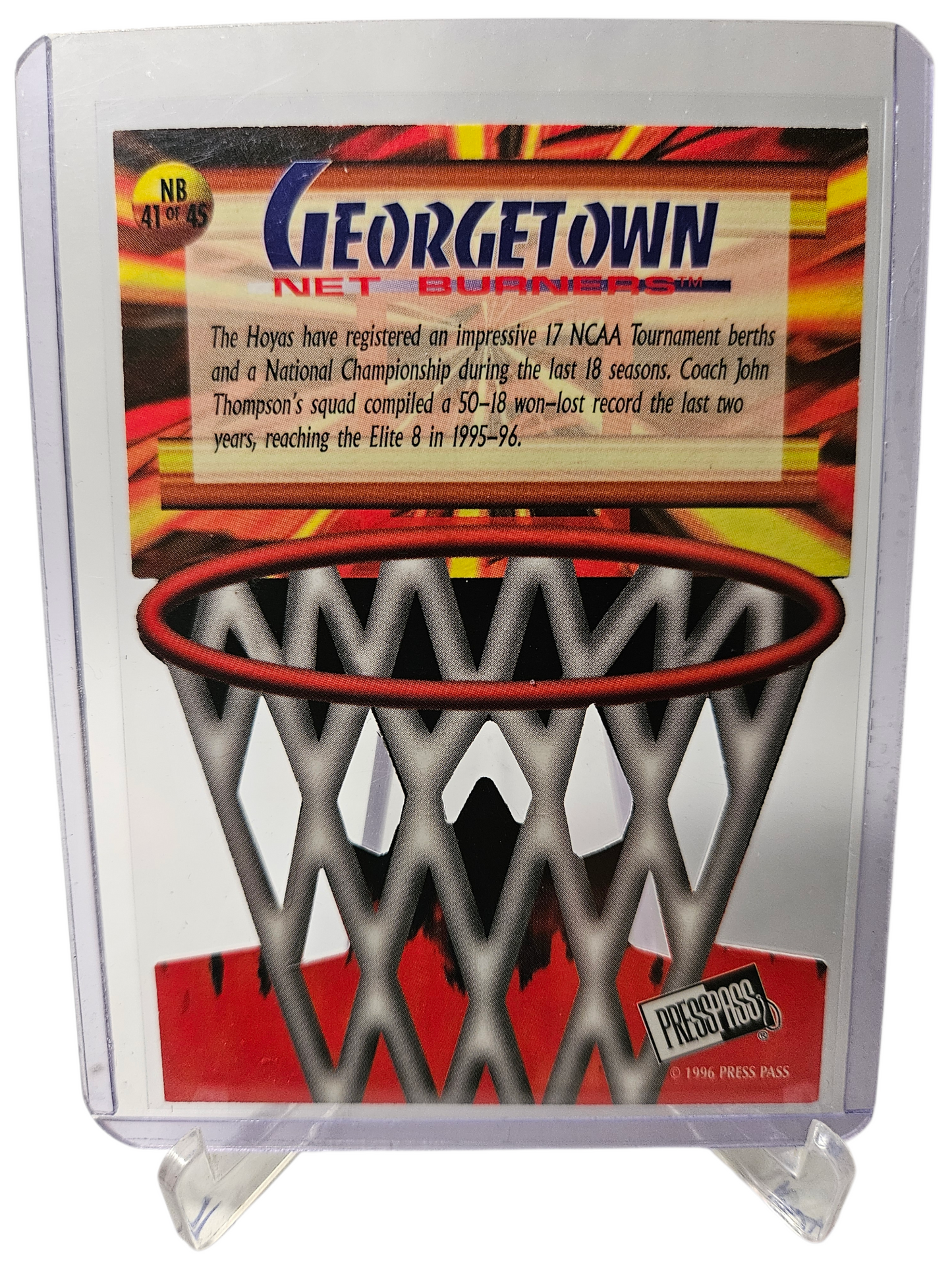 1996 Press Pass #41 of 45 Allen Iverson Rookie Card Die Cut Net Burners