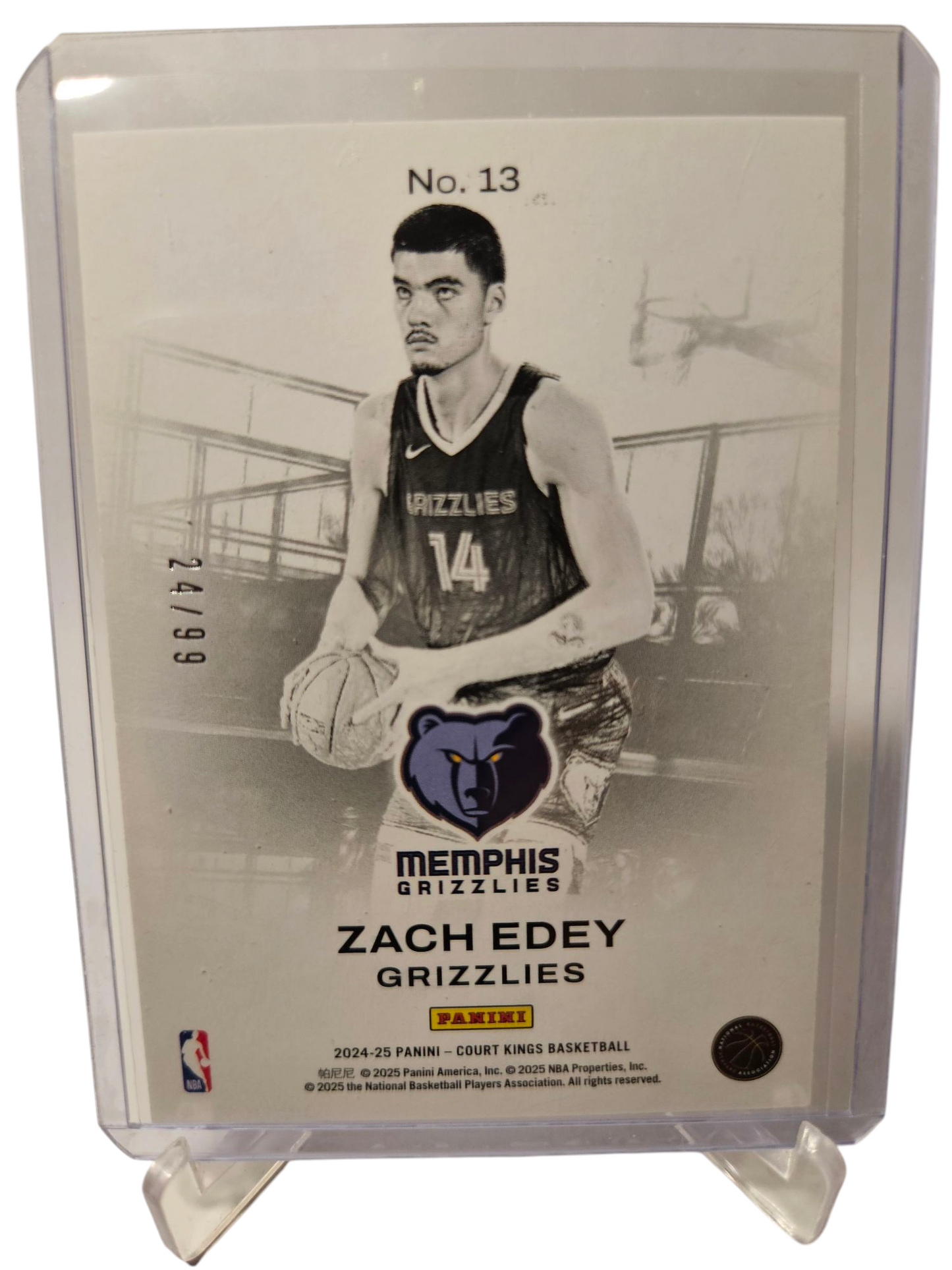 2024-25 Panini Court Kings #13 Zach Edey Rookie Card Works In Progress Purple 24/99