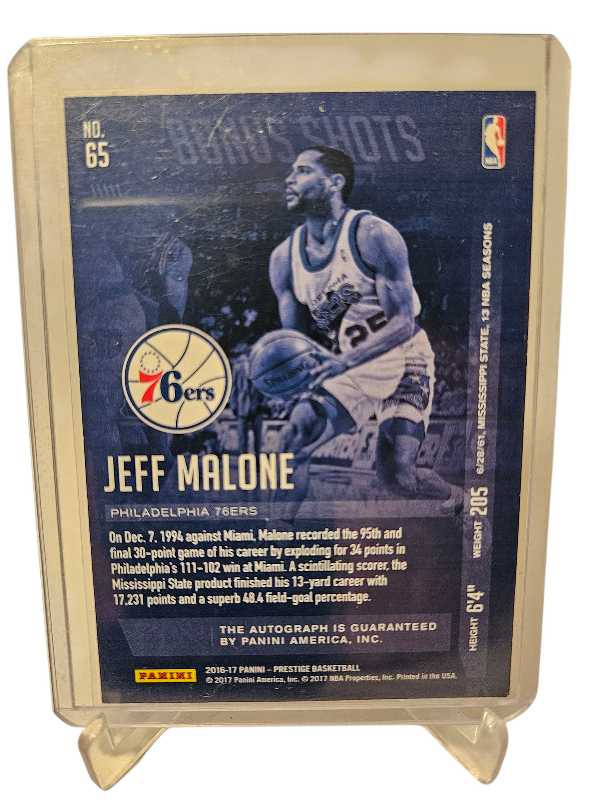 2016-17 Panini Prestige #65 Jeff Malone Bonus Shots Autograph
