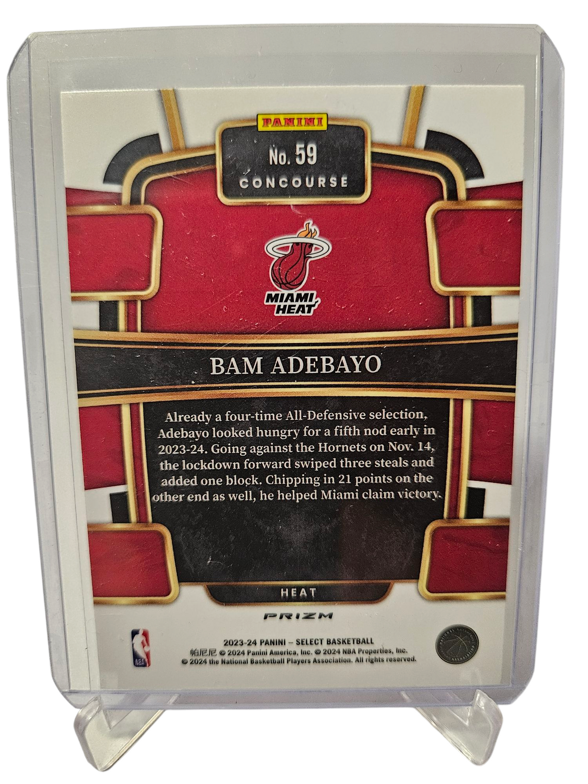 2023-24 Panini Select #59 Bam Adebayo Red Wave Prizm
