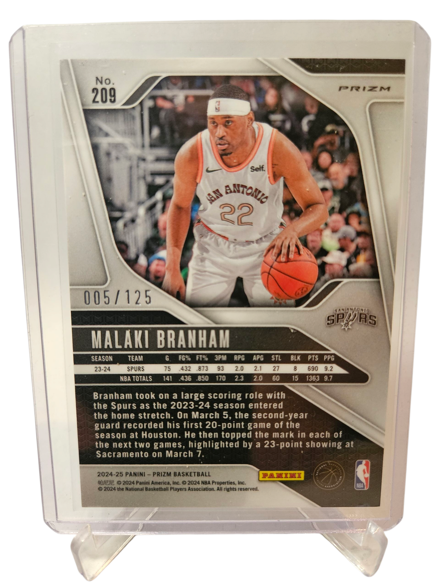 2024-25 Panini Prizm #209 Malaki Branham Blue Wave Prizm 005/125