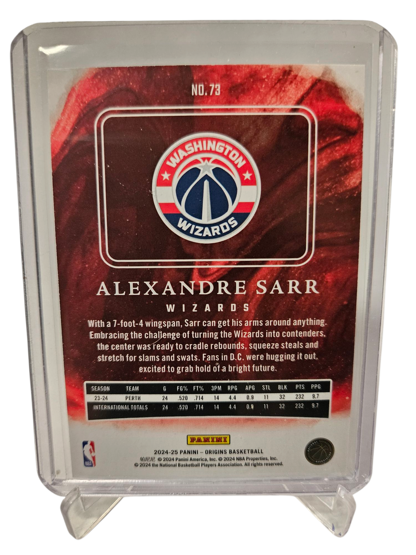 2024-25 Panini Origins #73 Alexandre Sarr Rookie Card