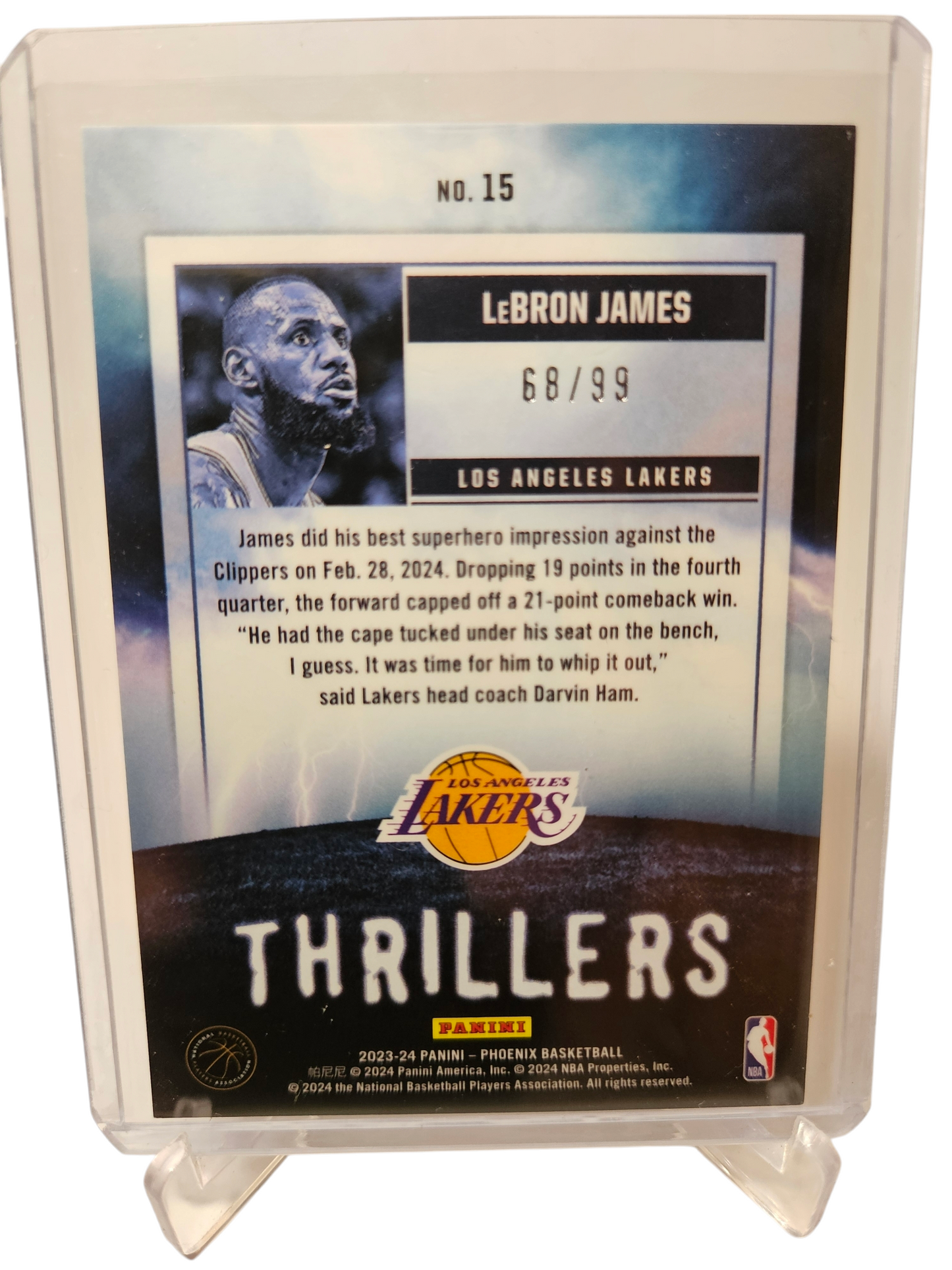 2023-24 Panini Phoenix #15 Lebron James Thrillers Pink 68/99