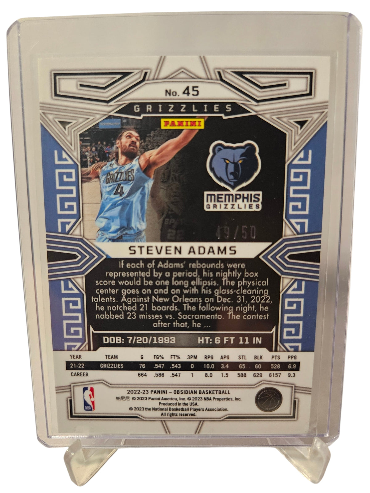 2022-23 Panini Obsidian #45 Steven Adams Orange Etch 49/50