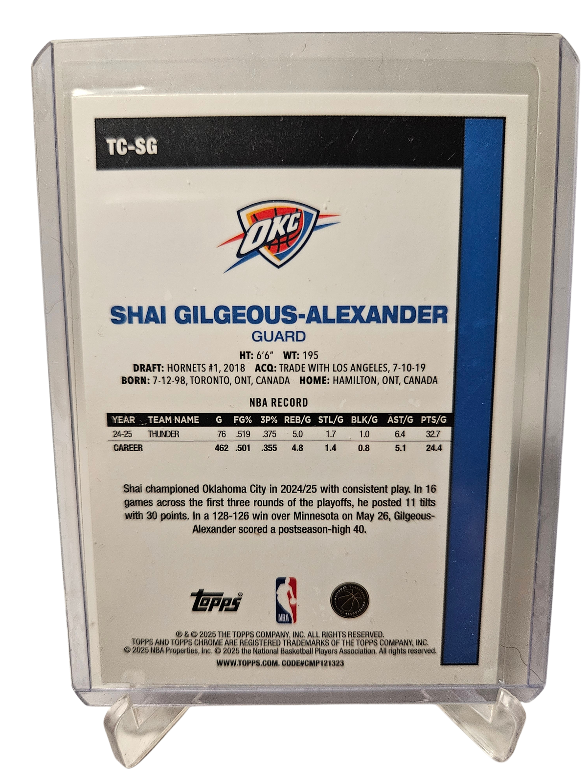 2025 Topps Chrome #TC-SG Shai Gilgeous-Alexander 45th Anniversary