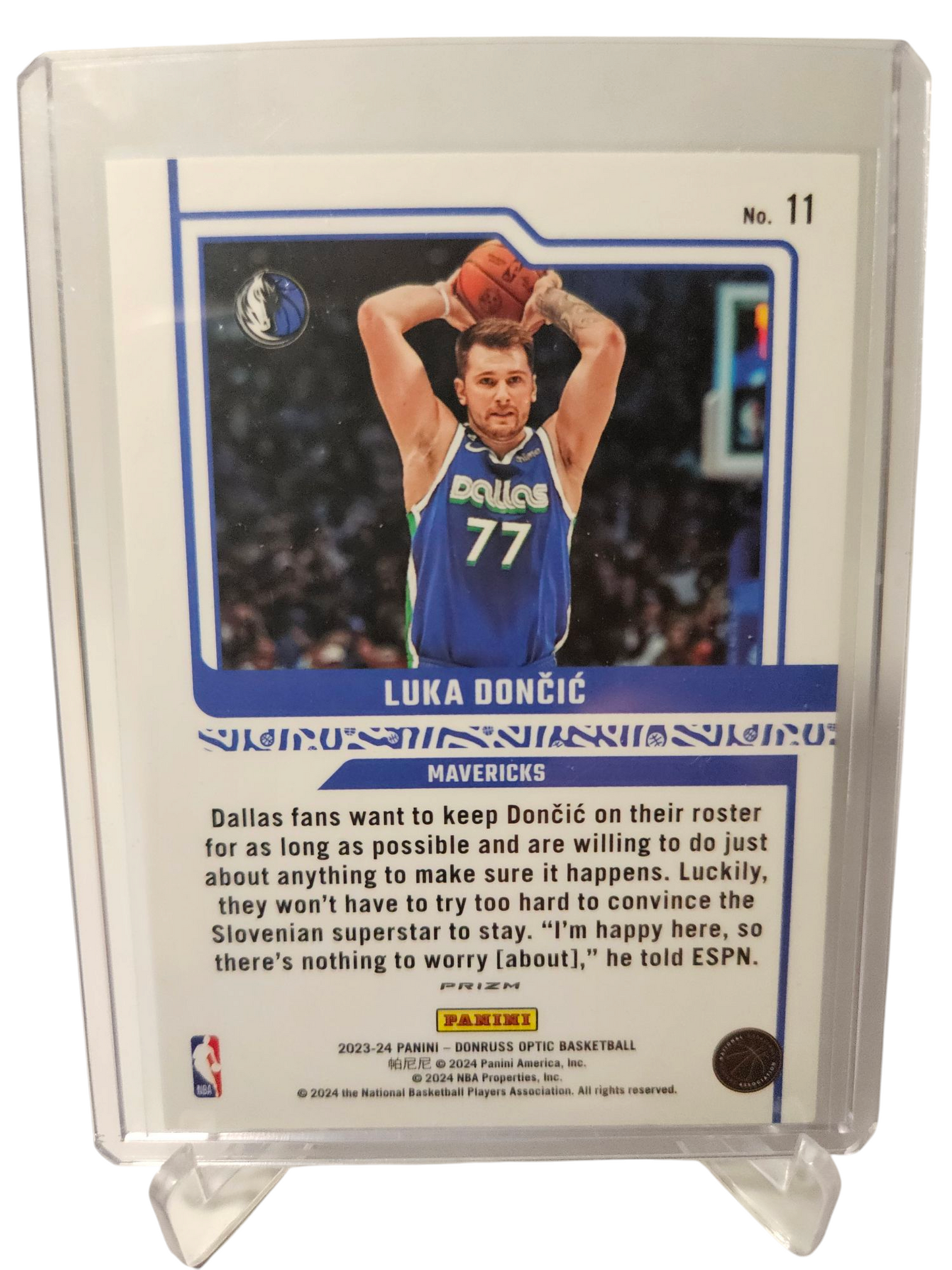 2023-24 Panini Donruss Optic #11 Luka Doncic Elite Dominatprs Silver Fastbreak Prizm