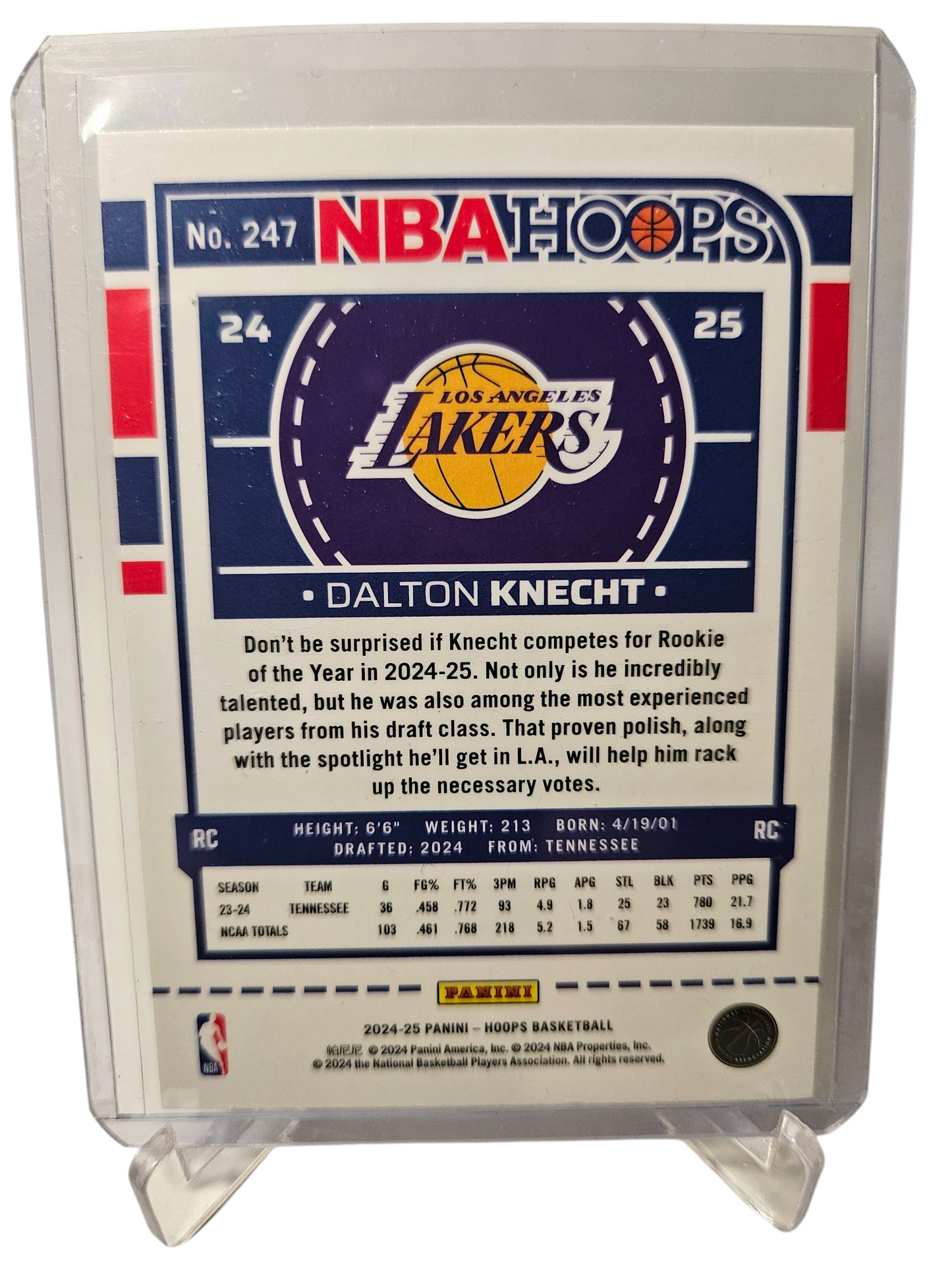 2024-25 Panini Hoops #247 Dalton Knecht Rookie Card Hopps Premium