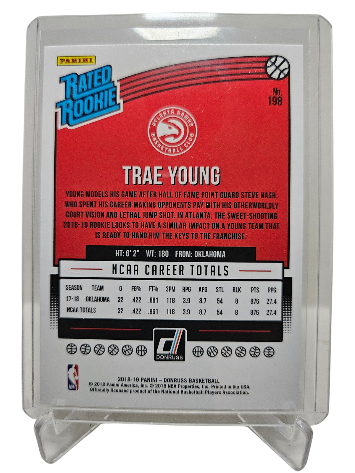 2018-19 Panini Donruss #298 Trae Young Rookie Card Rated Rookie