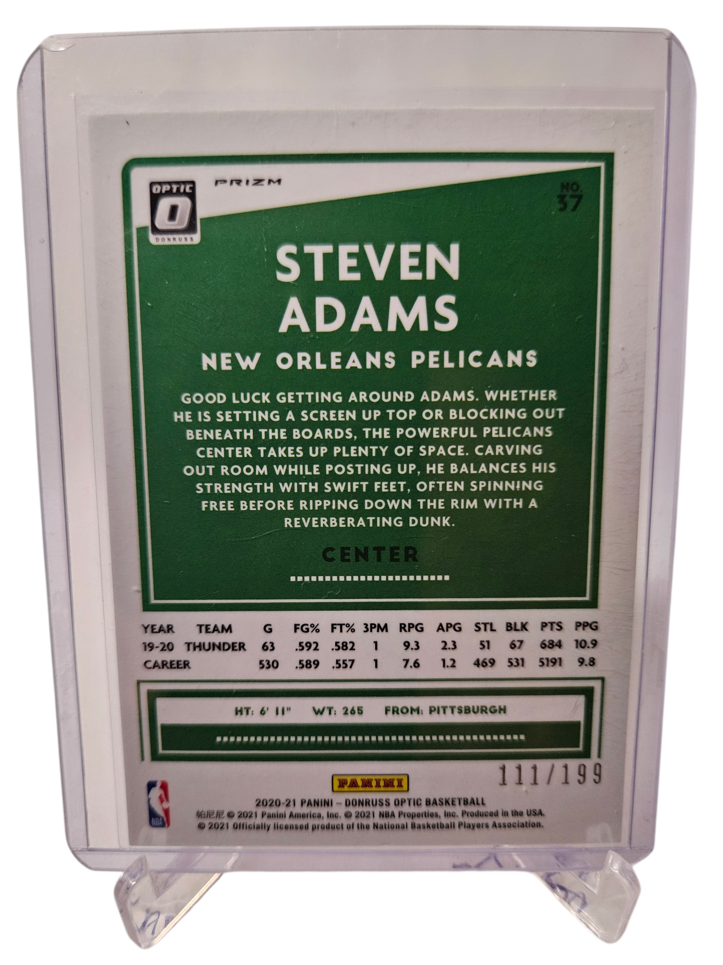 2020-21 Panini Donruss Optic #37 Steven Adams Orange Prizm 111/199