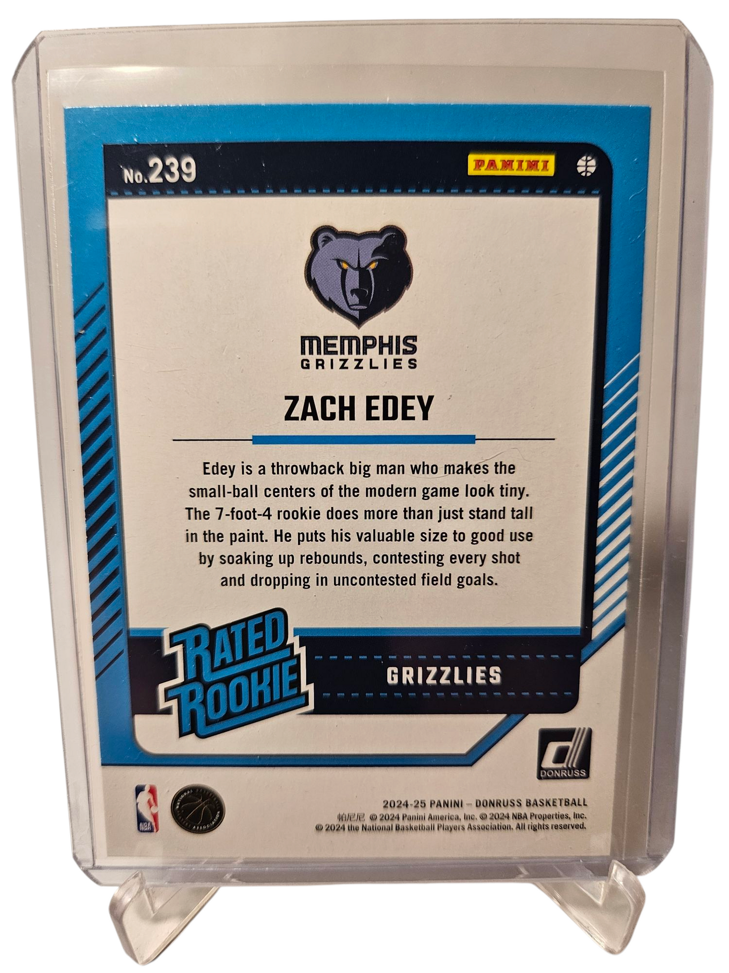 2024-25 Panini Donruss #239 Zach Edey Rookie Card
