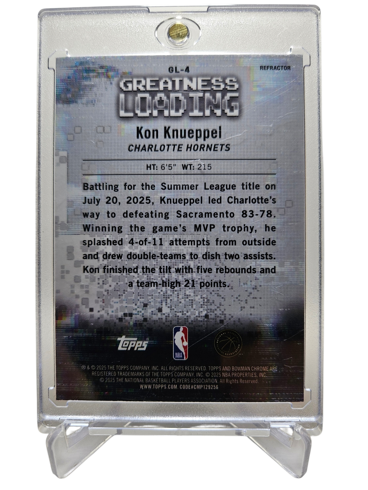 2025 Topps Bowmann Chrome #GL-4 Kon Knueppel Rookie Card Rockstar Greatness Loading Refractor