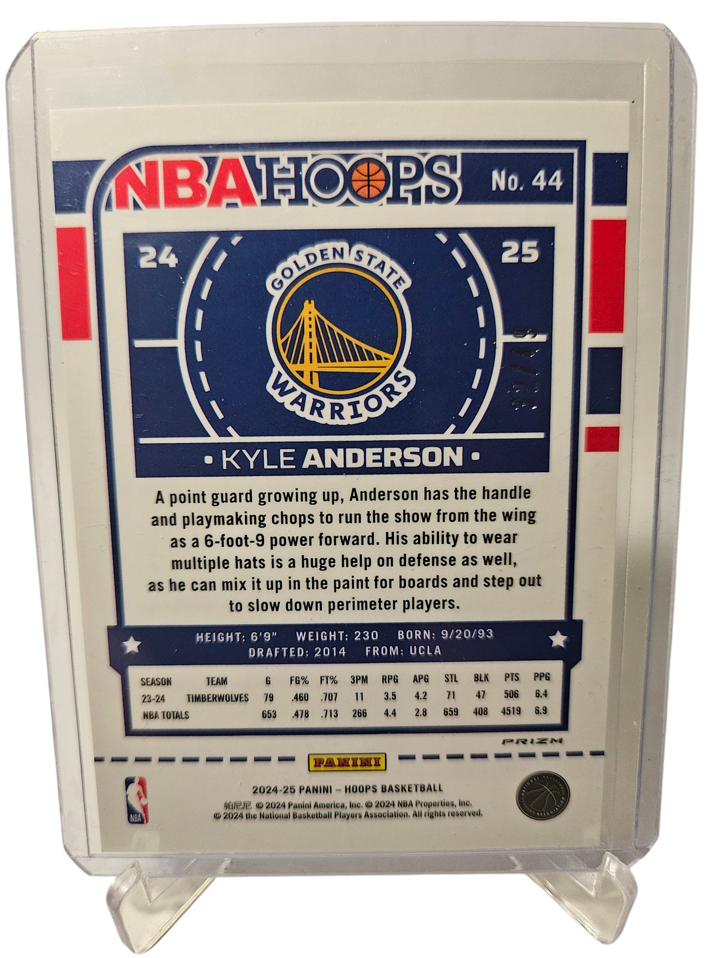 2024-25 Panini Hoops #25 Kyle Anderson Blue Holo 32/49