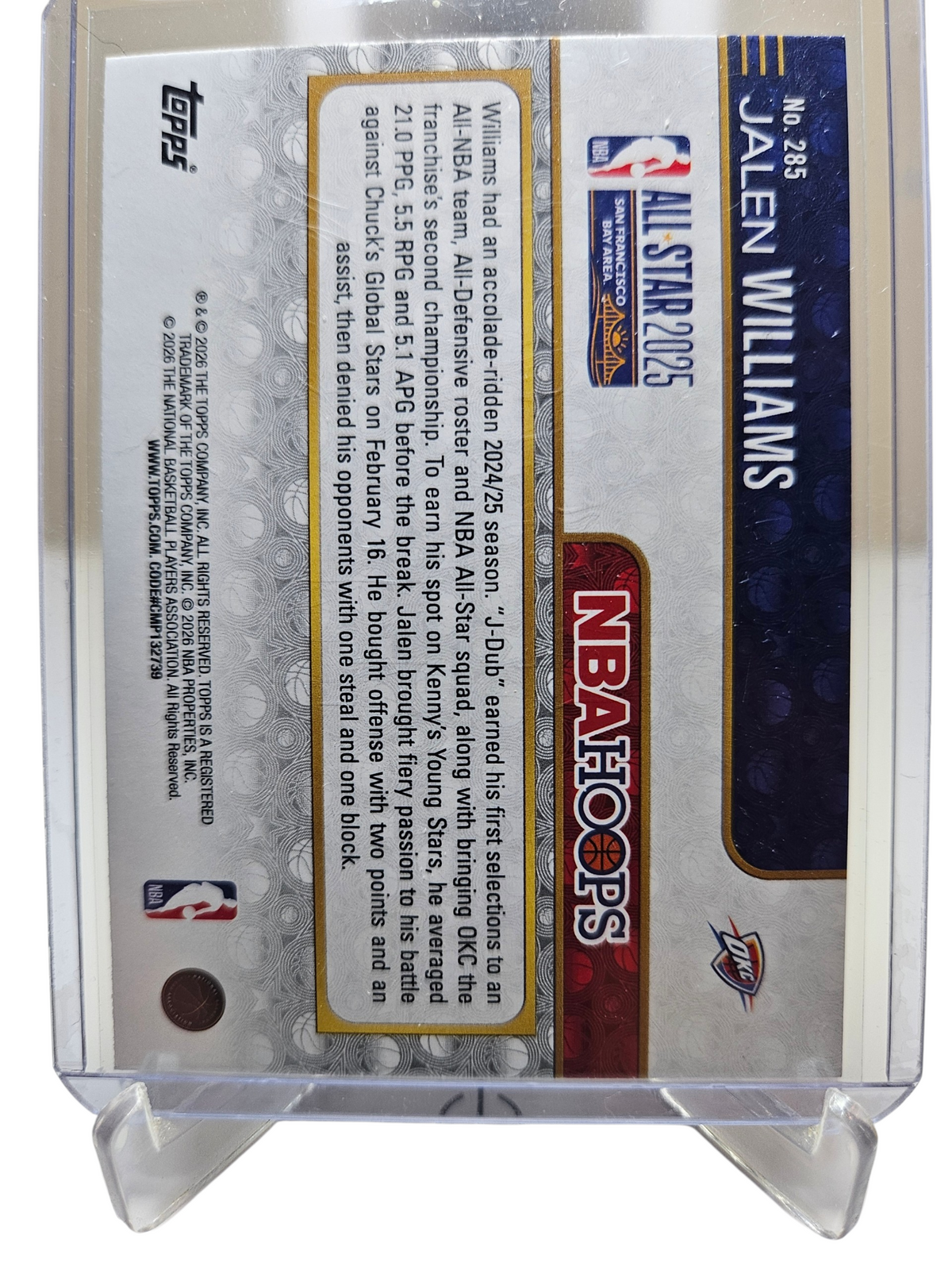 2025-26 Topps Hoops #285 Jalen Williams All-Star 2025