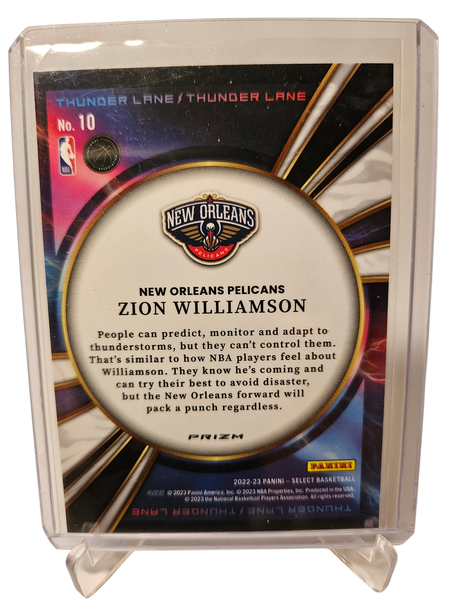 2022-23 Panini Select #10 Zion Williamson Thunder Lane Silver Holo