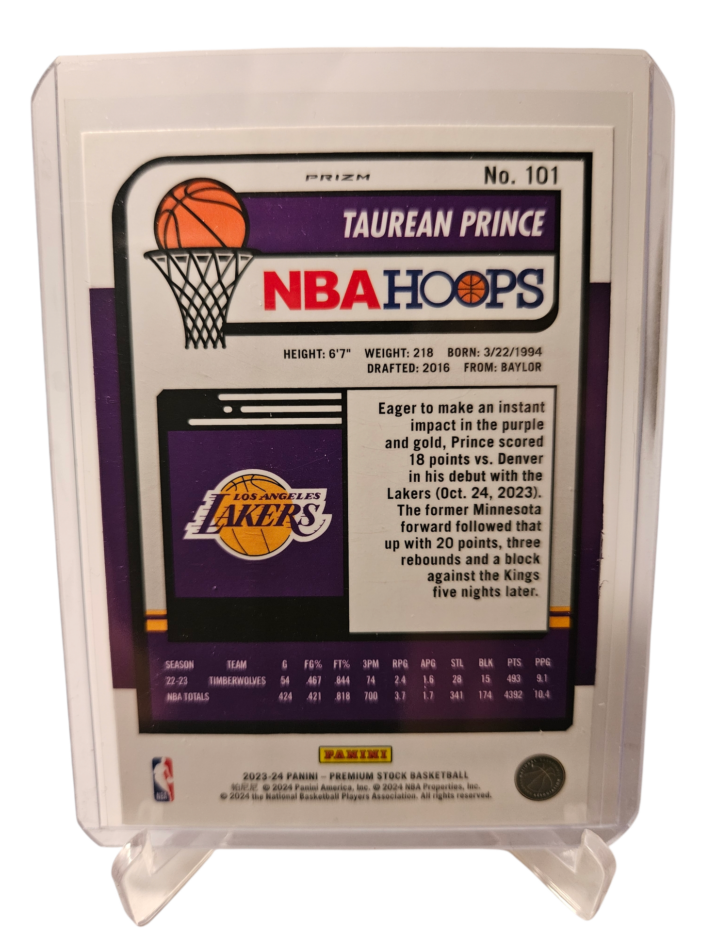 2023-24 Panini Hoops Premium Stock #101 Taurean Prince Silver Cracked Ice Prizm