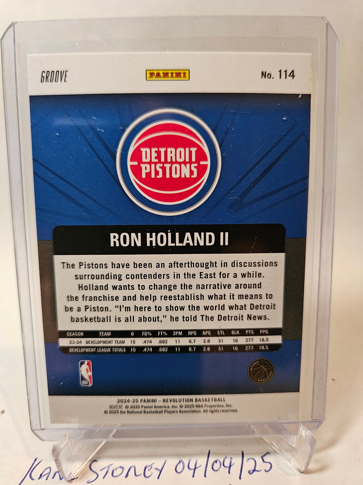 2024-25 Panini Revolution #114 Ron Holland II Rookie Card Groove