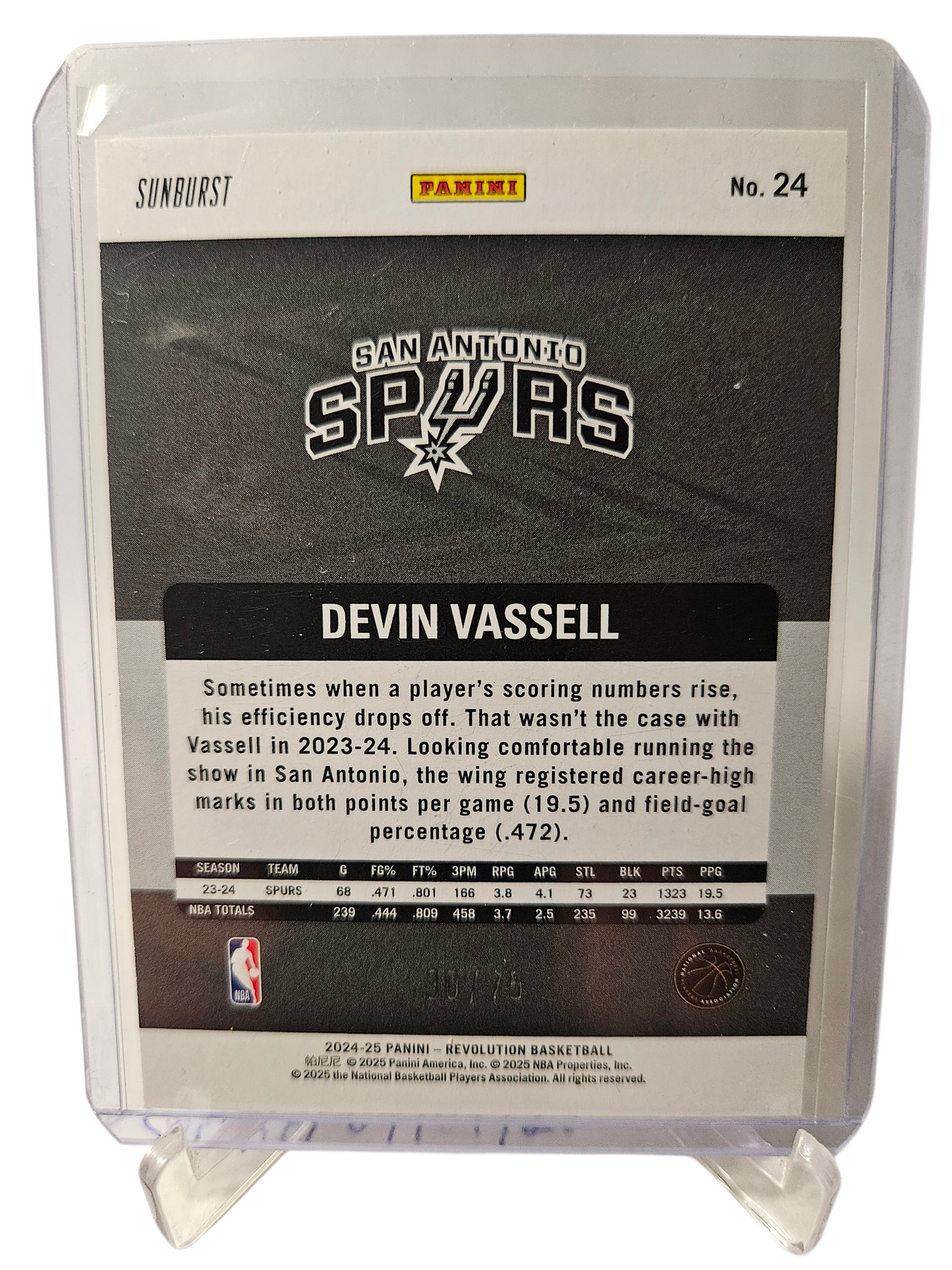 2024-25 Panini Revolution #24 Devin Vassell Sunburst 30/75