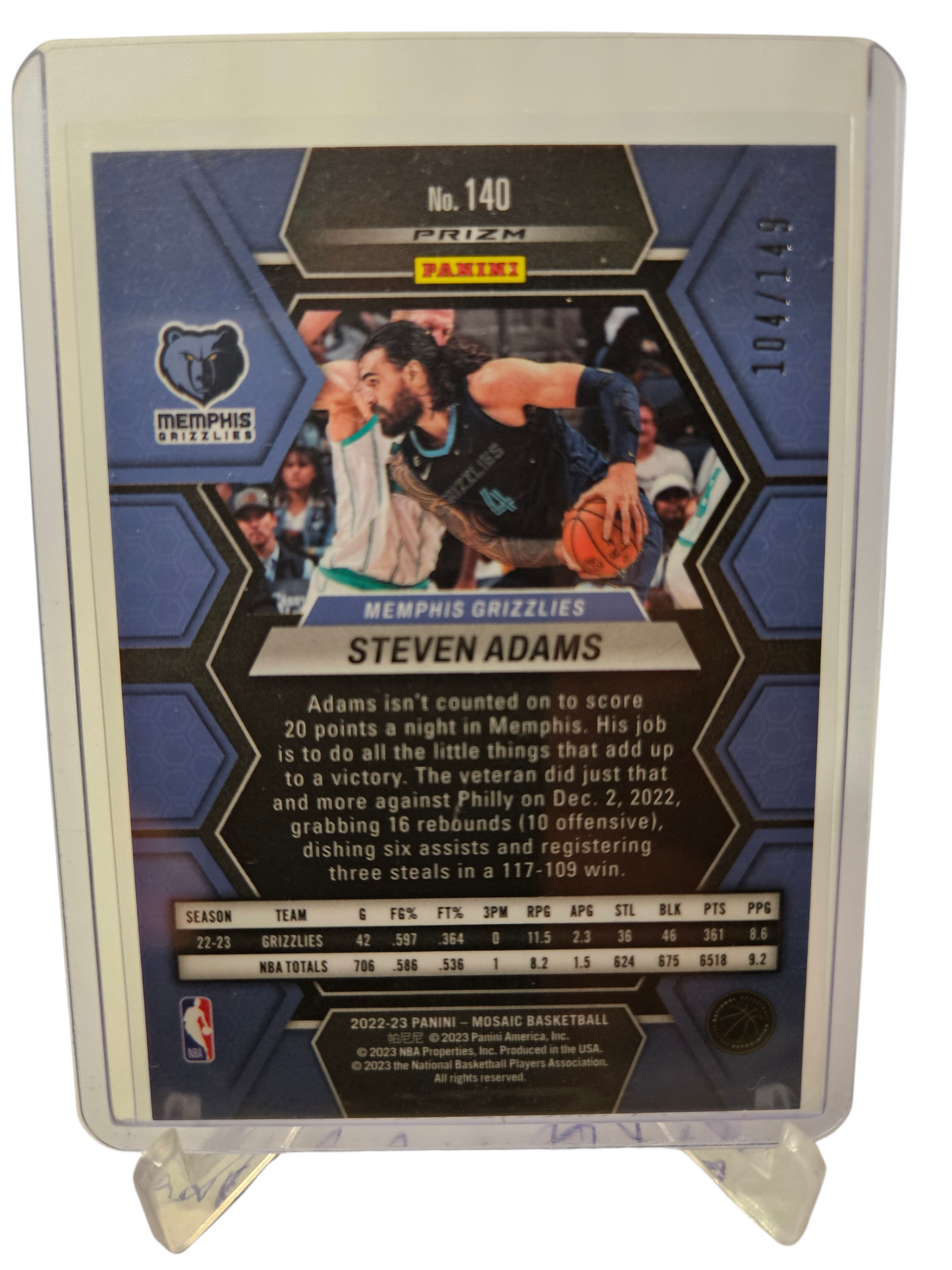 2022-23 Panini Mosaic #140 Steven Adams Pink Mosaic Prizm 104/149