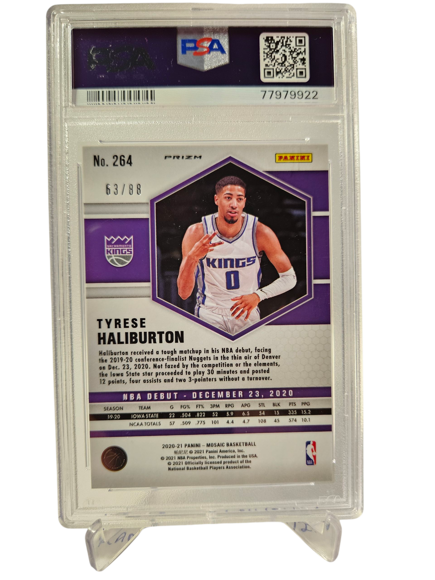 2020-21 Panini Mosaic Choice #264 Tyrese Haliburton Rookie Card Fusion Red Yellow Choice 63/88 PSA10