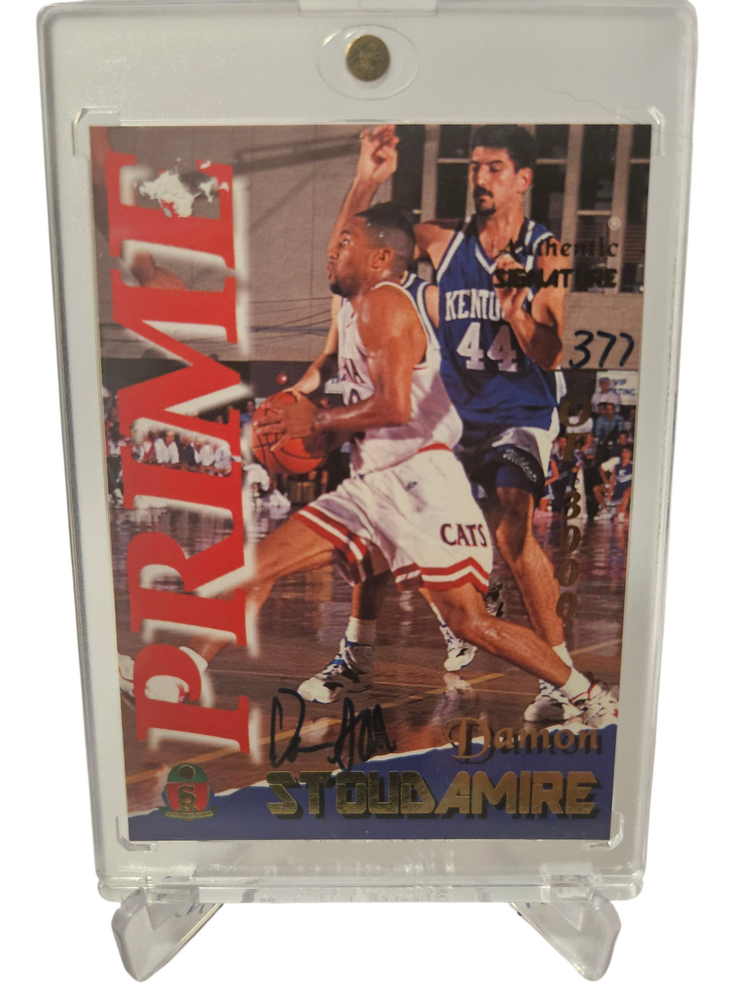 1996 Signature Rookies #38 Damon Stoudamire Rookie Card On Card Autograph Hand Numbered 377/3000