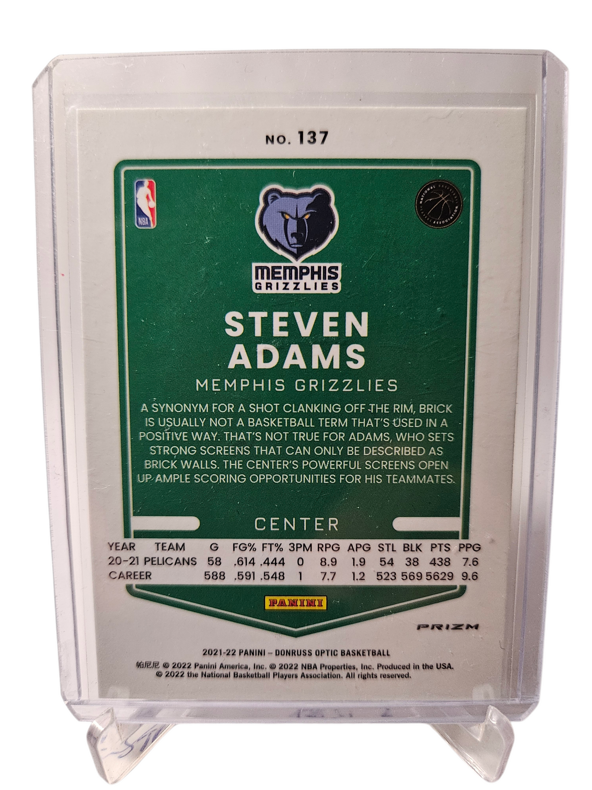 2021-22 Panini Donruss Optic #137 Steven Adams Purple Prizm
