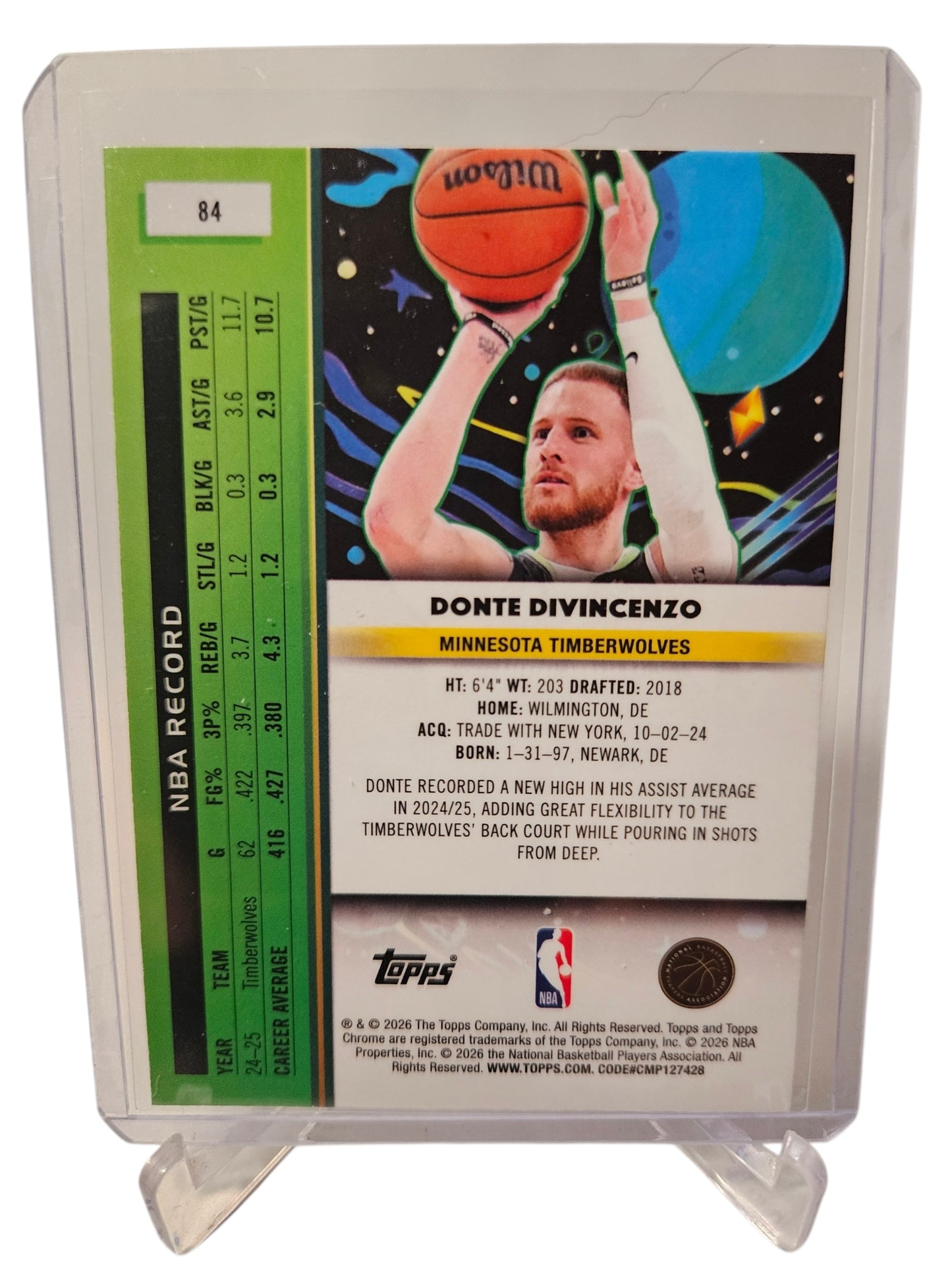 2026 Topps Cosmic #84 Donte DiVincenzo Aqua Shimmer 004/199