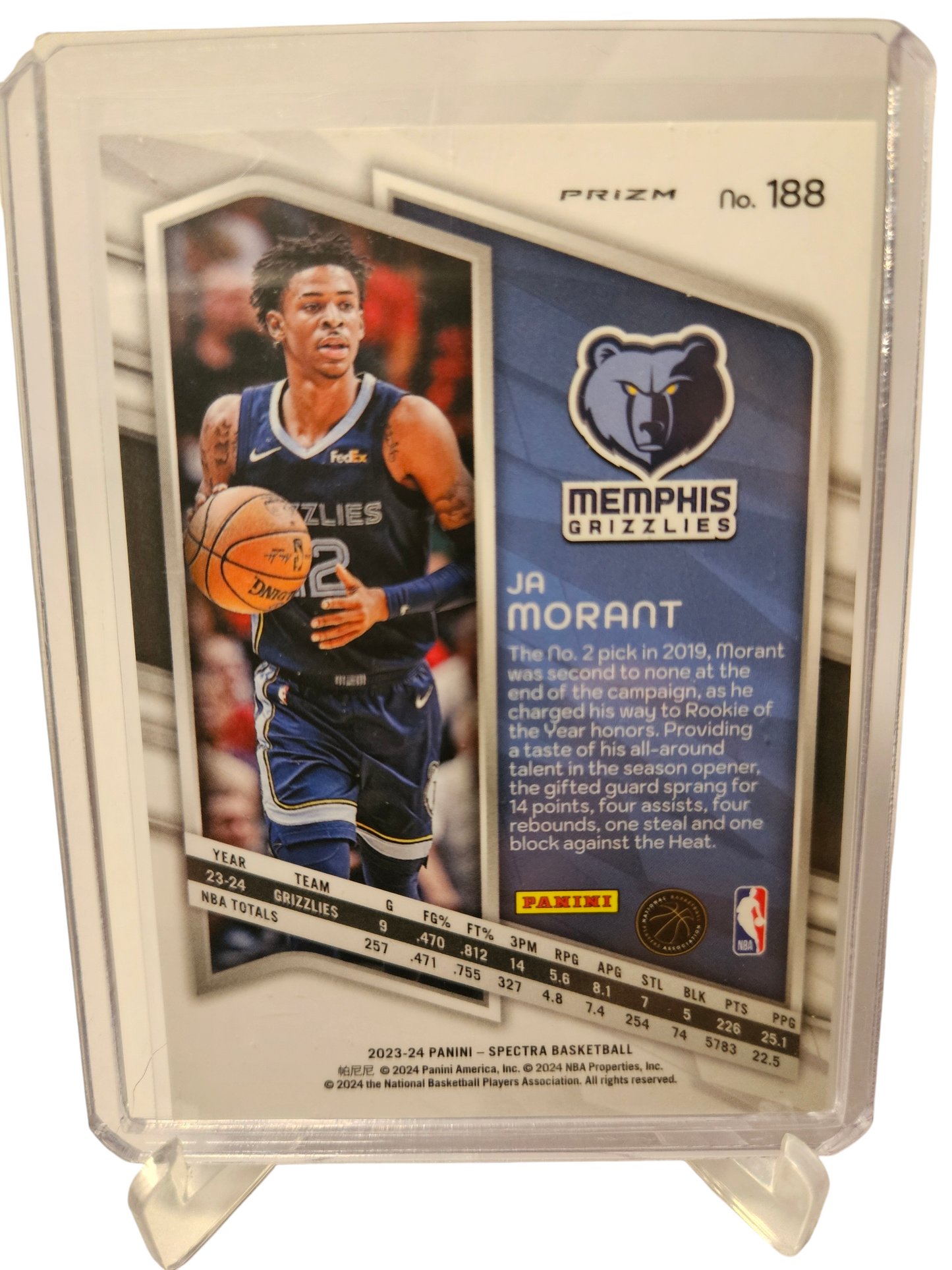 2023-24 Panini Spectra #188 JA Morant Spectracular Debut Red Hyper Prizm