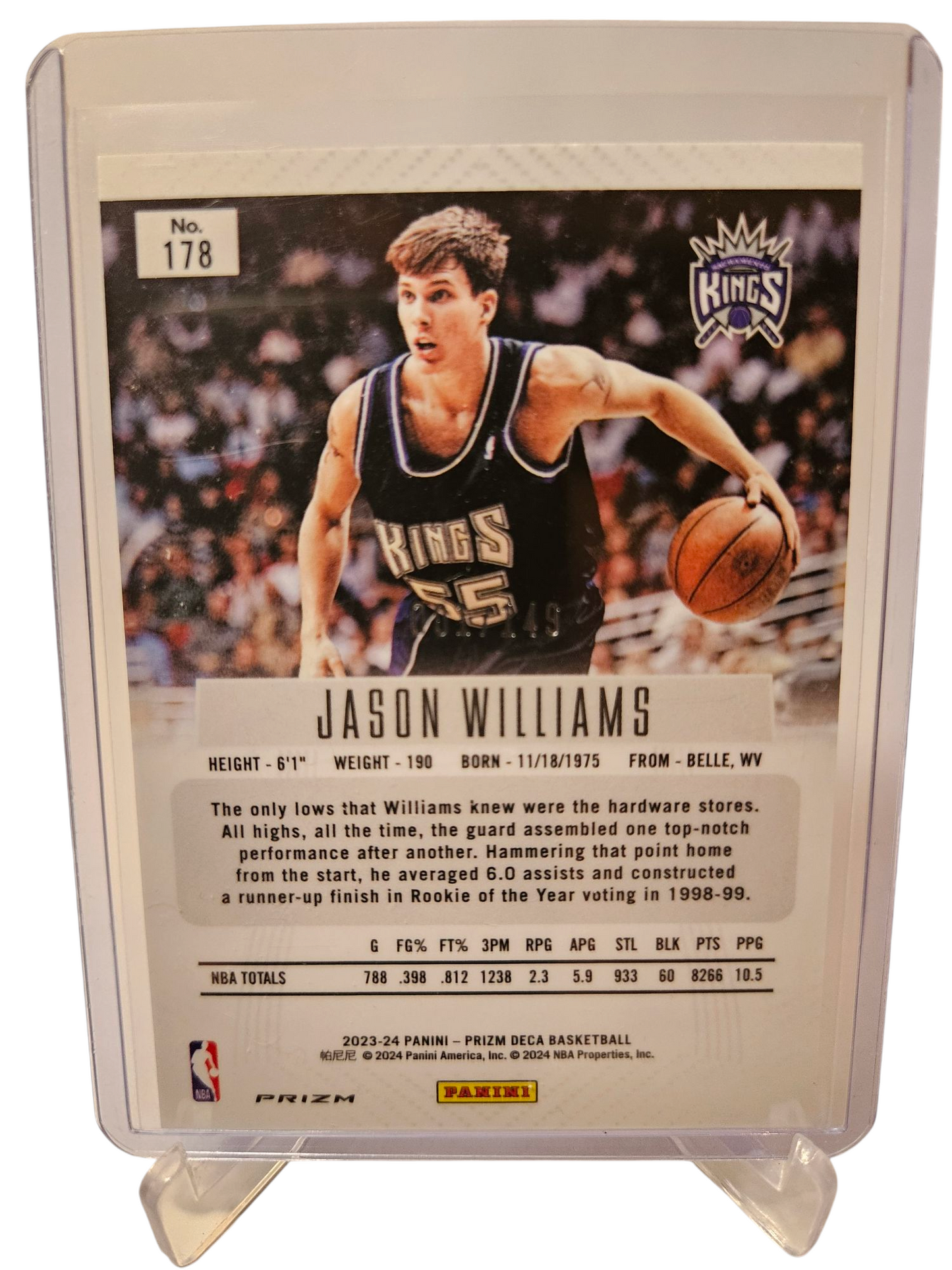 2023-24 Panini Prizm Deca #178 Jason Williams (White Chocolate) Blue Prizm 001/149