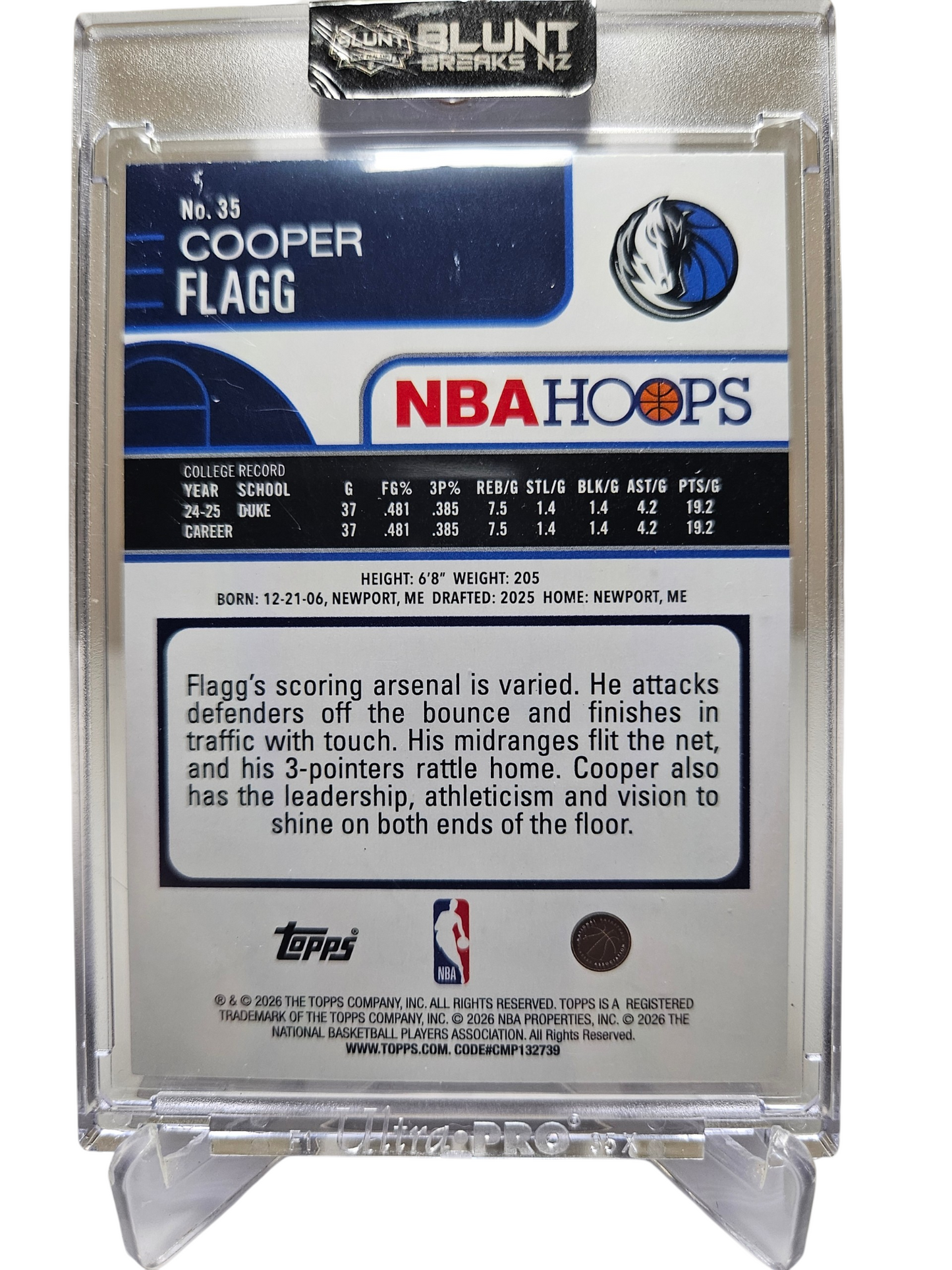2025-26 Topps Hoops #35 Cooper Flag Rookie Card Purple Pixel Burst 64/99