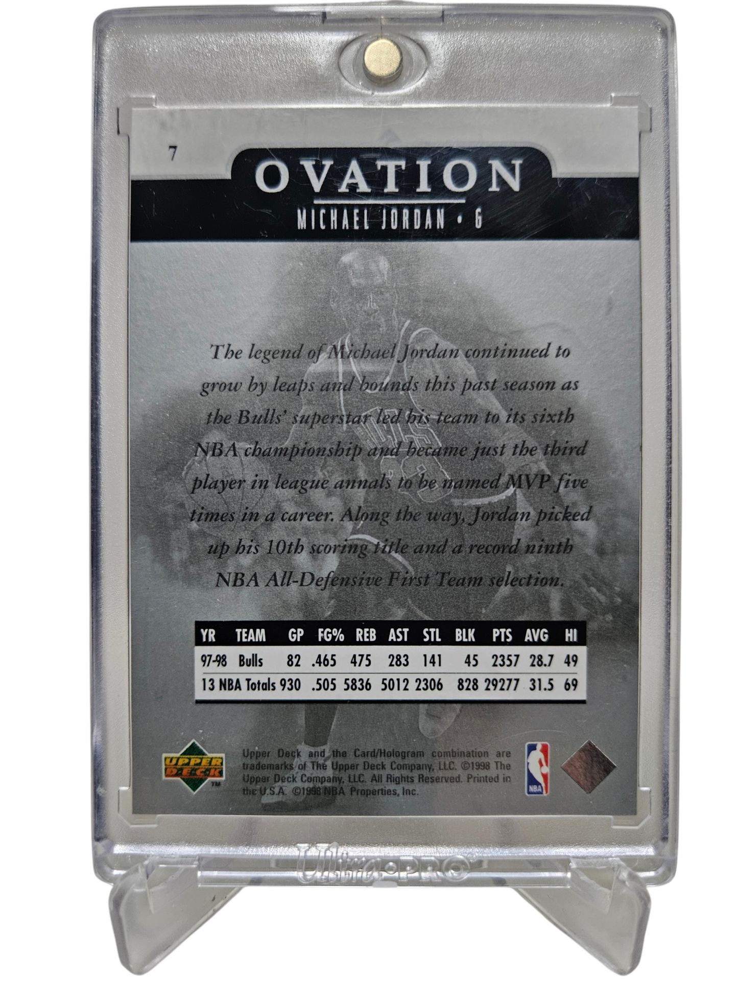 1997-98 Upper Deck #7 Michael Jordan Ovation