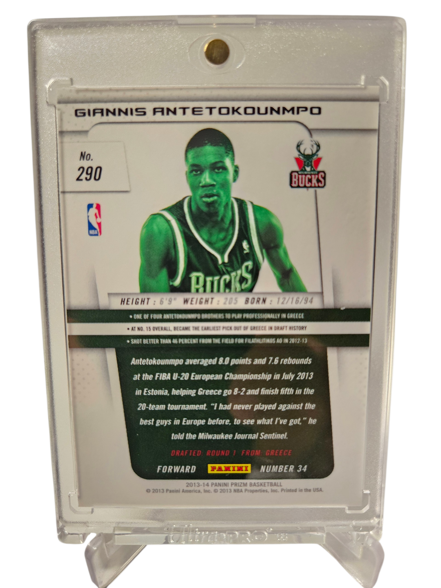 2013-14 Panini Prizm #290 Giannis Antetokounmpo Rookie Card
