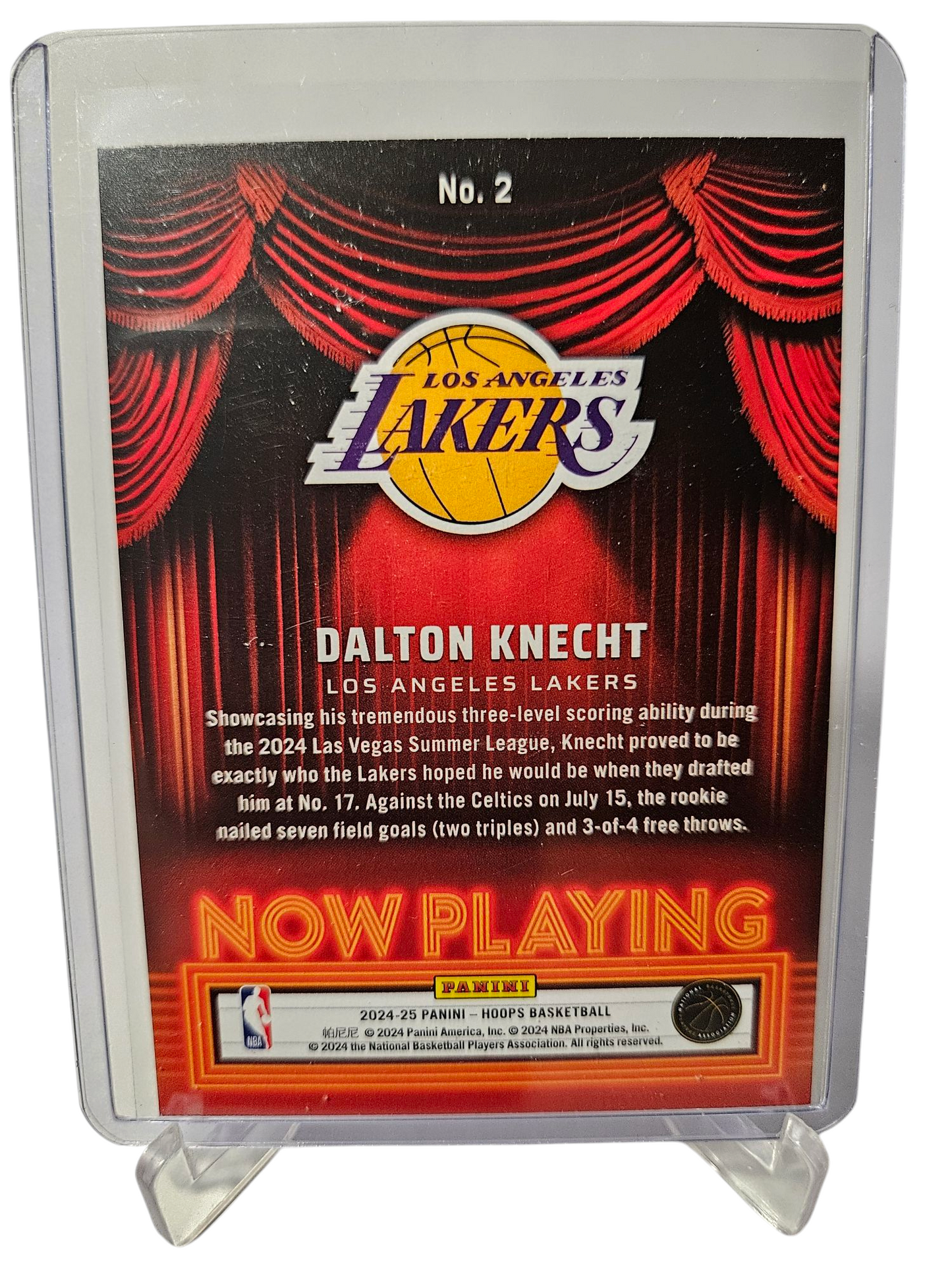 2024-25 Panini Hoops #2 Dalton Knecht Rookie Card Now Playing Silver Holo