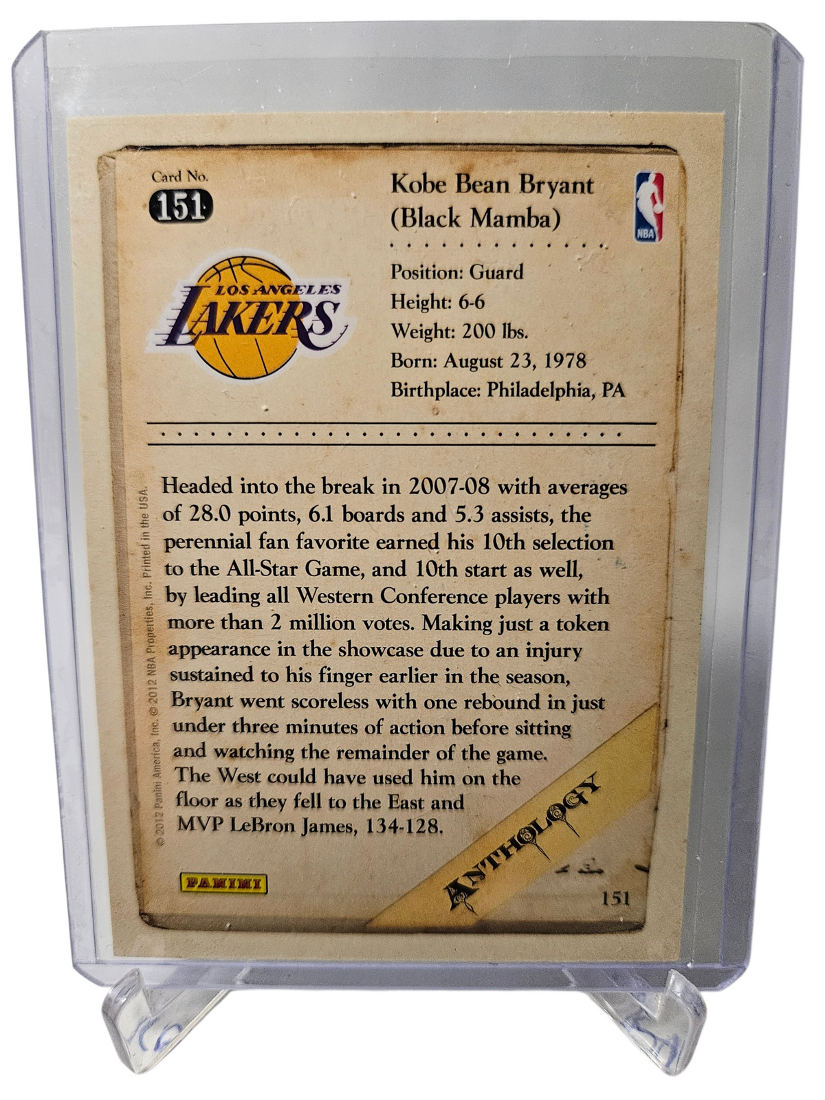 2012 Panini #151 Kobe Bryant Anthology