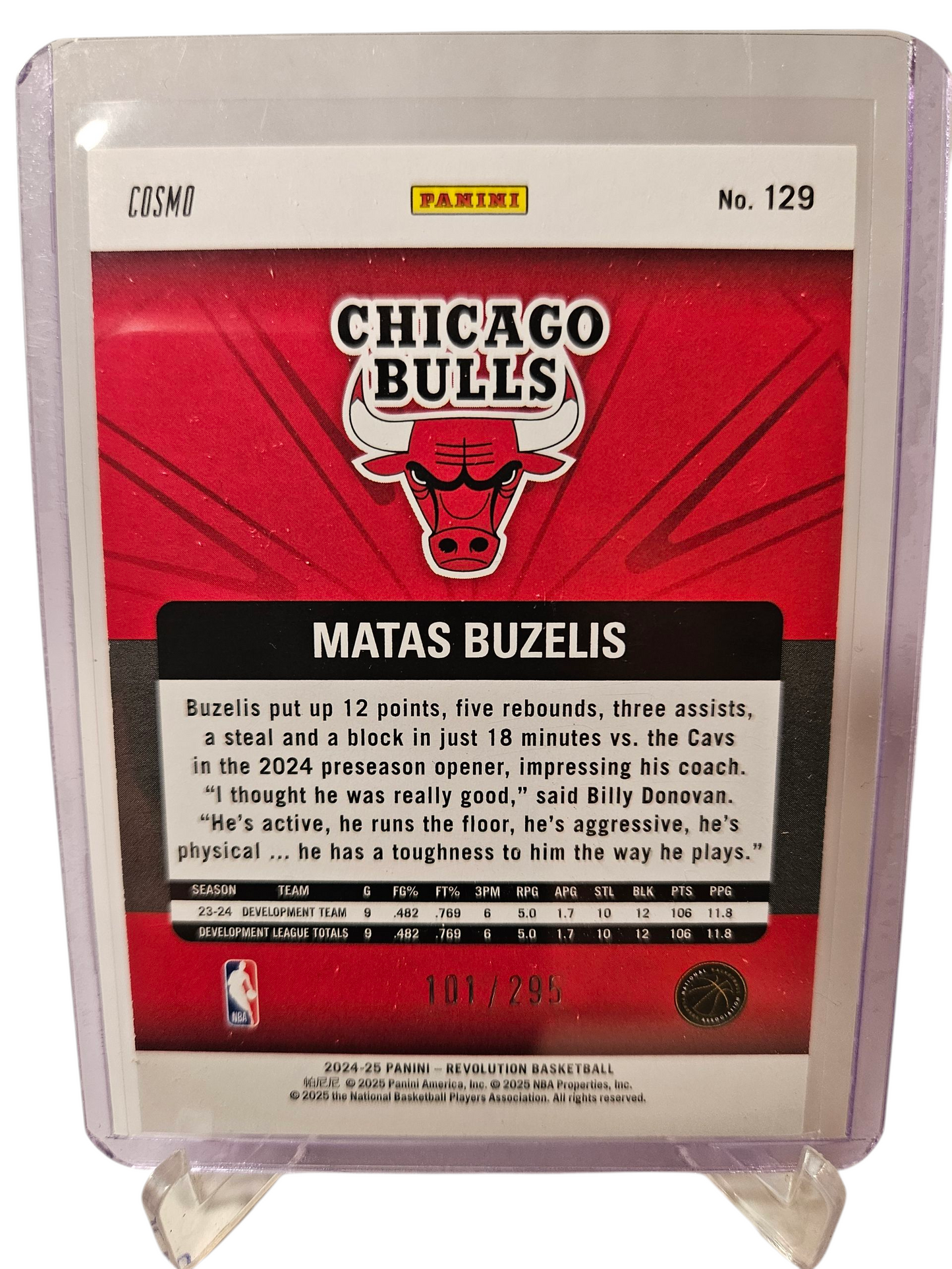 2024-25 Panini Revolution #129 Matas Buzelis Rookie Card Blue Cosmo 101/295