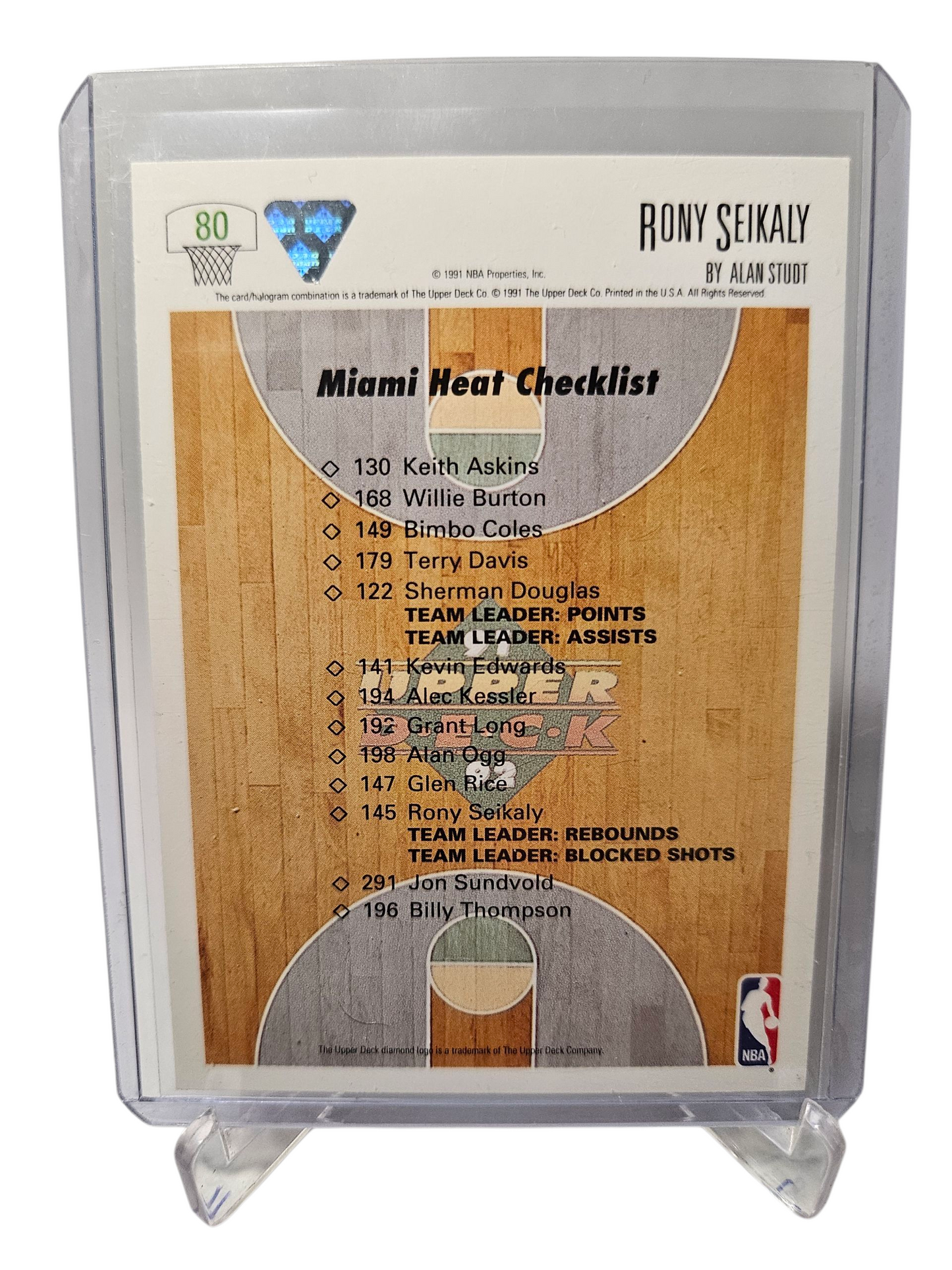 1991 Upper Deck #80 Rony Siekaly Miami Heat Checklist